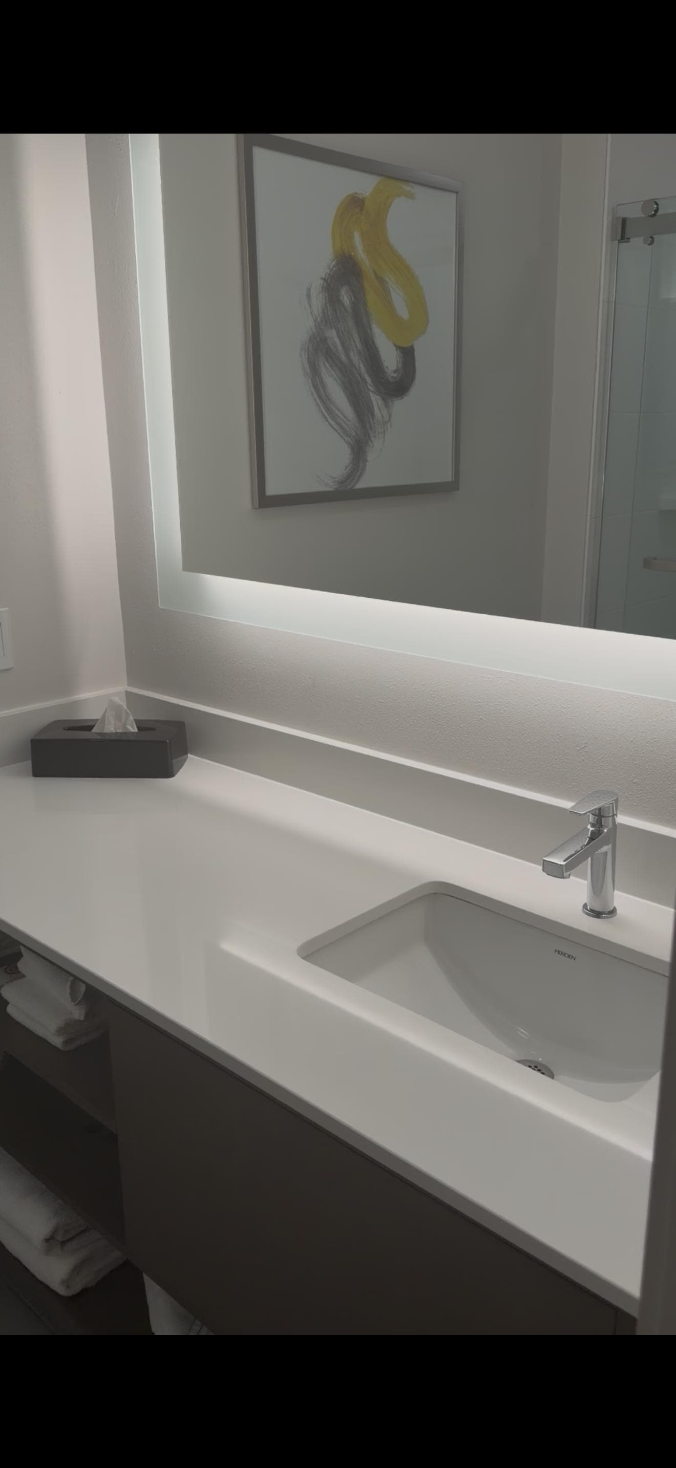 Washroom, with glass shower 