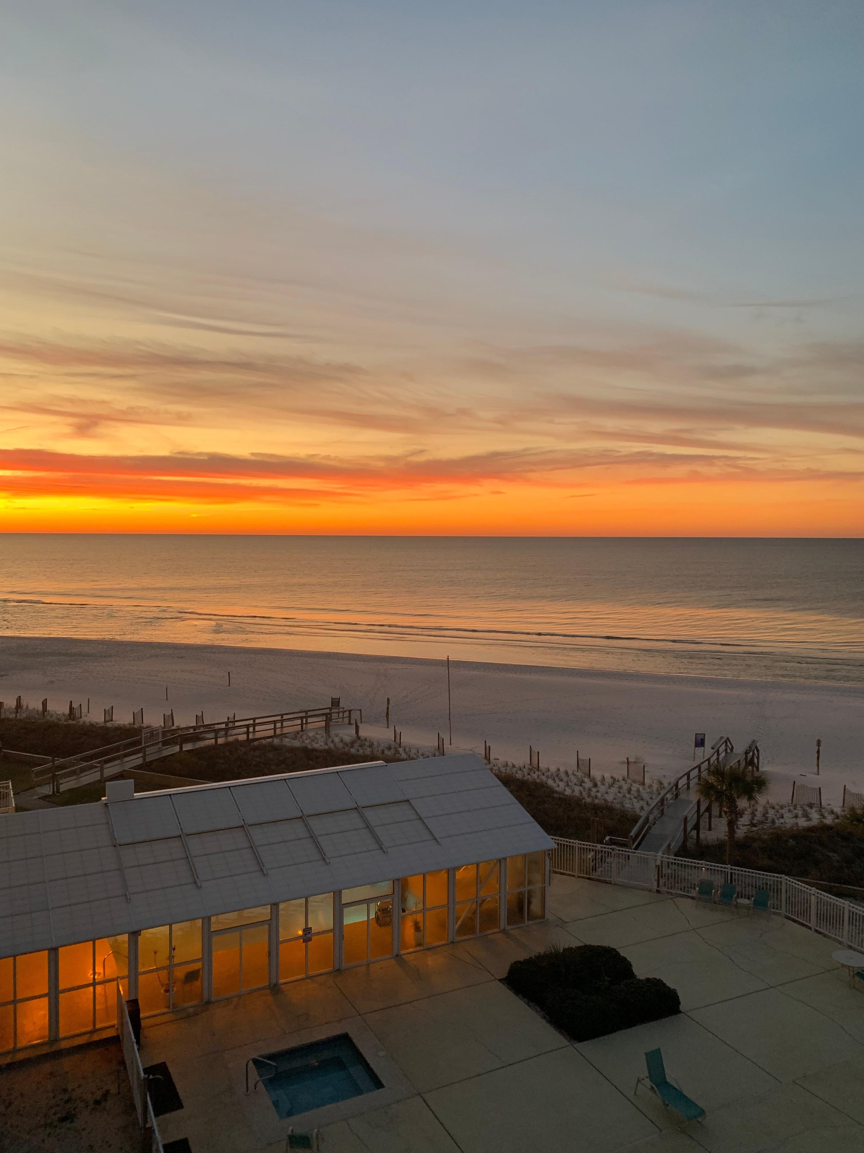 Balcony view, includes indoor pool 