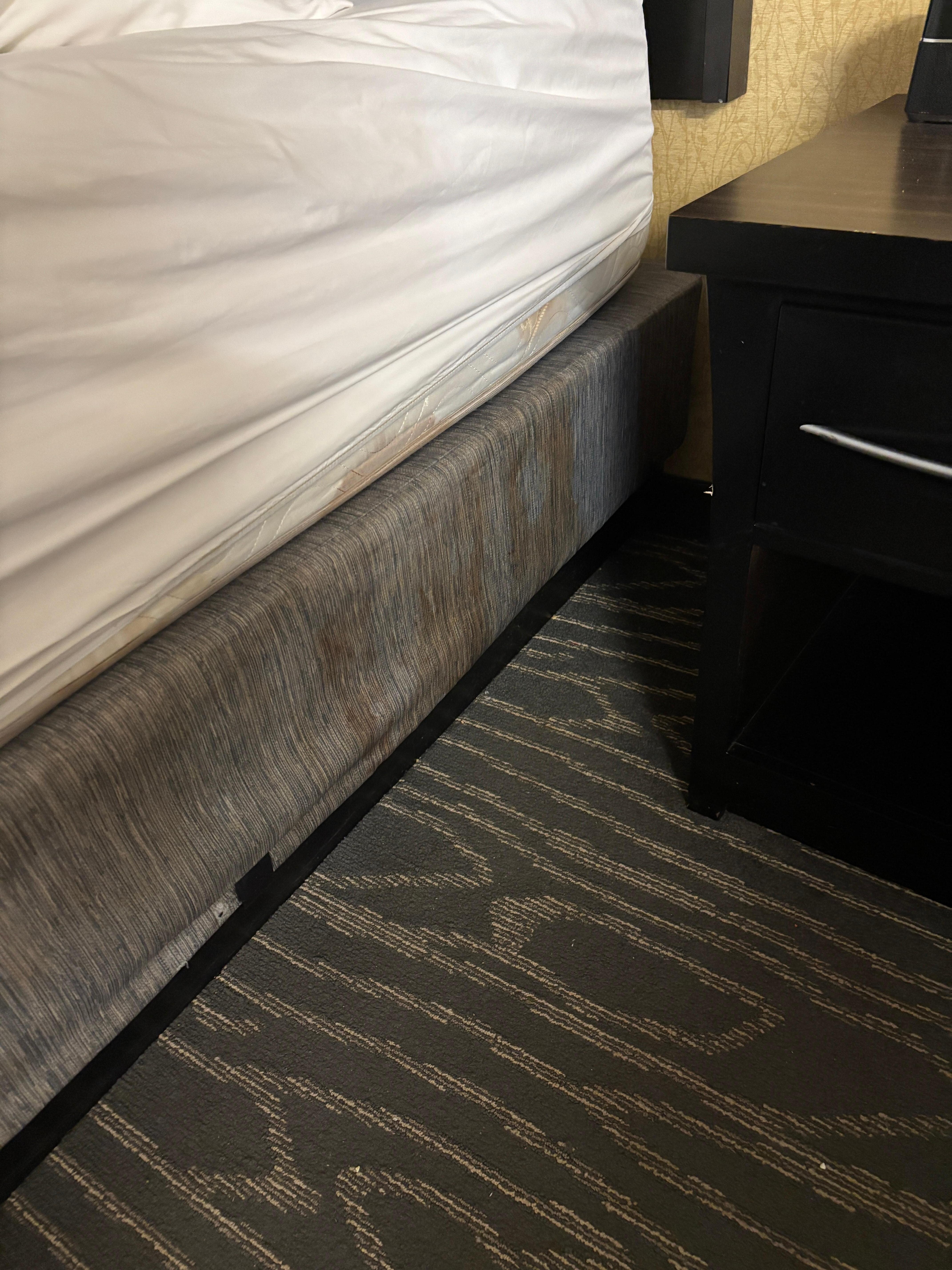 Excessive stains on bed frame and mattress