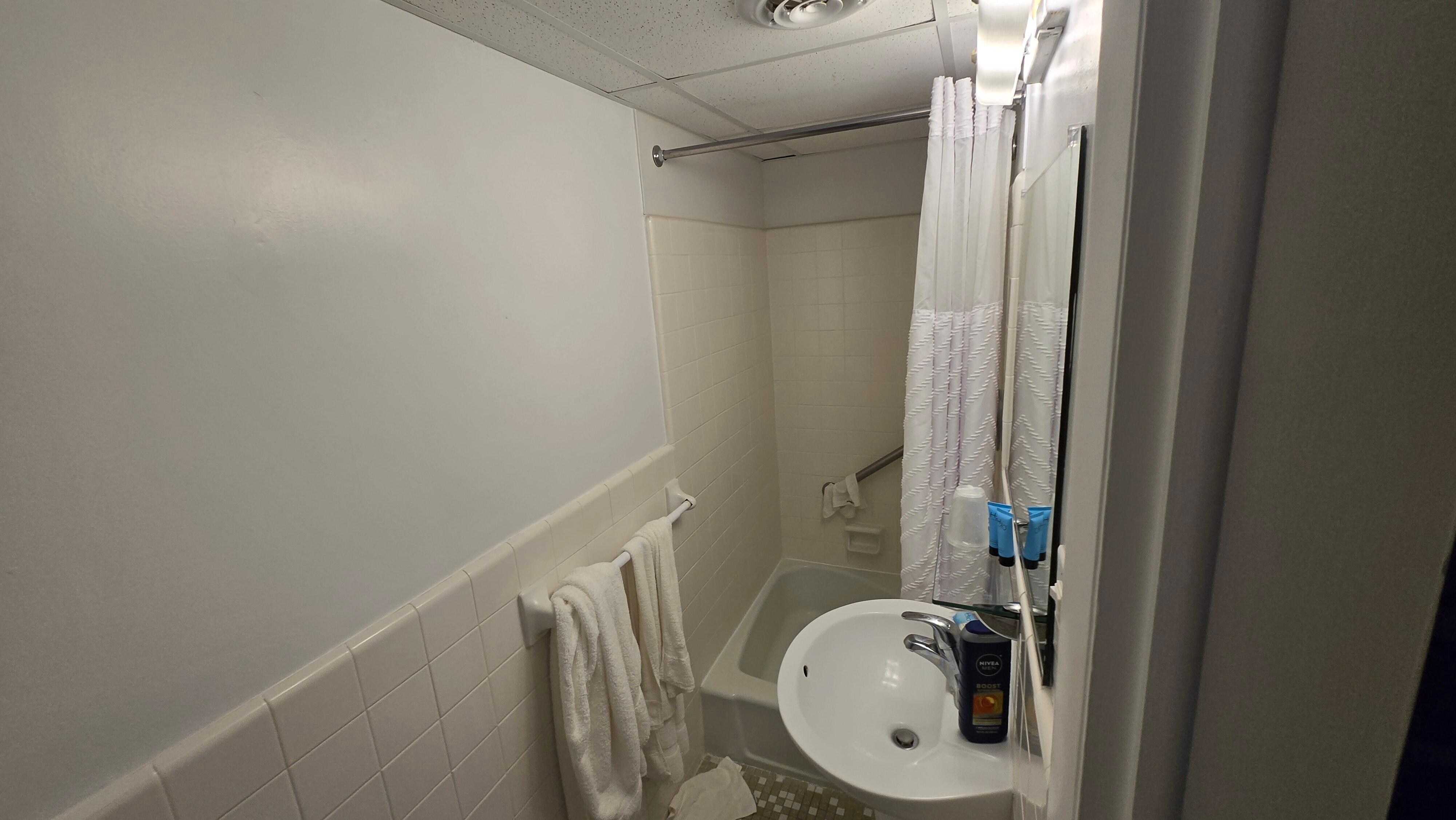 Bathroom view sink and shower 