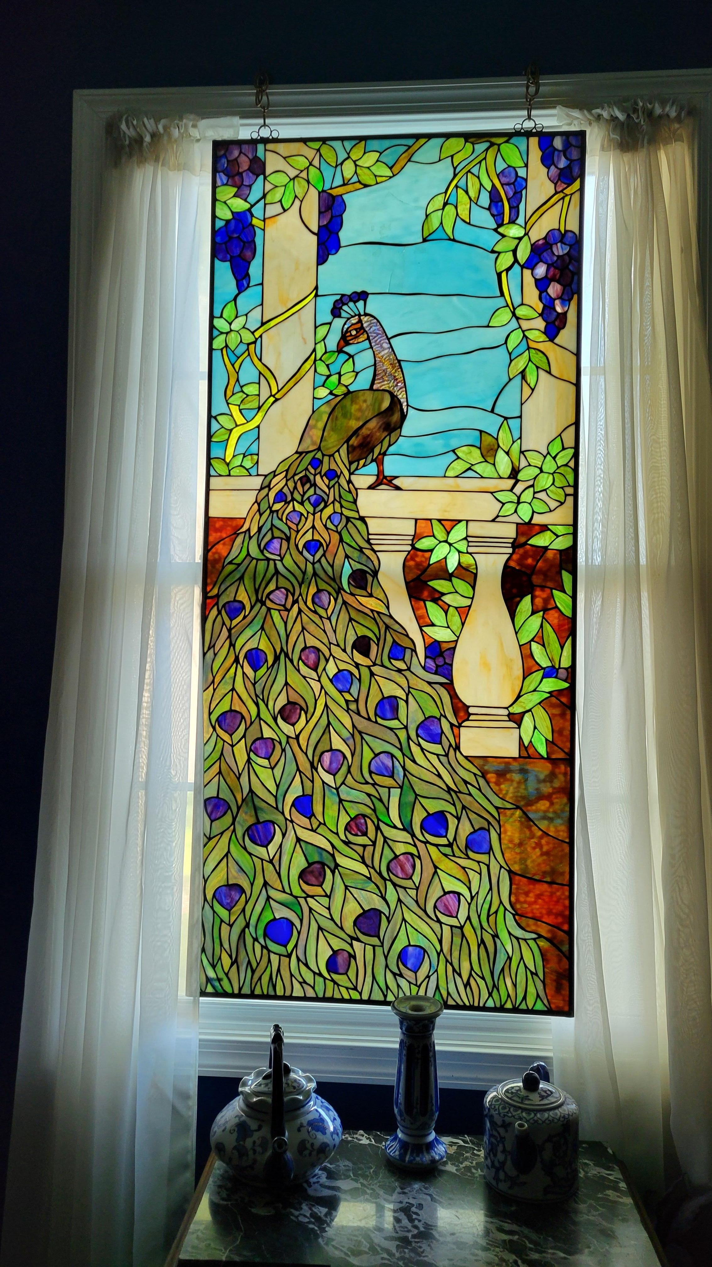 stained glass in the Peacock Room