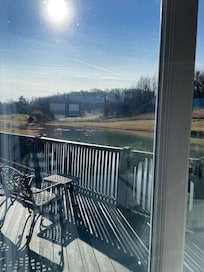 Morning view from inside where it was warm and cozy.