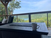 What a great place for morning coffee. The furniture on the upper deck is extremely comfortable, and the view is spectacular.