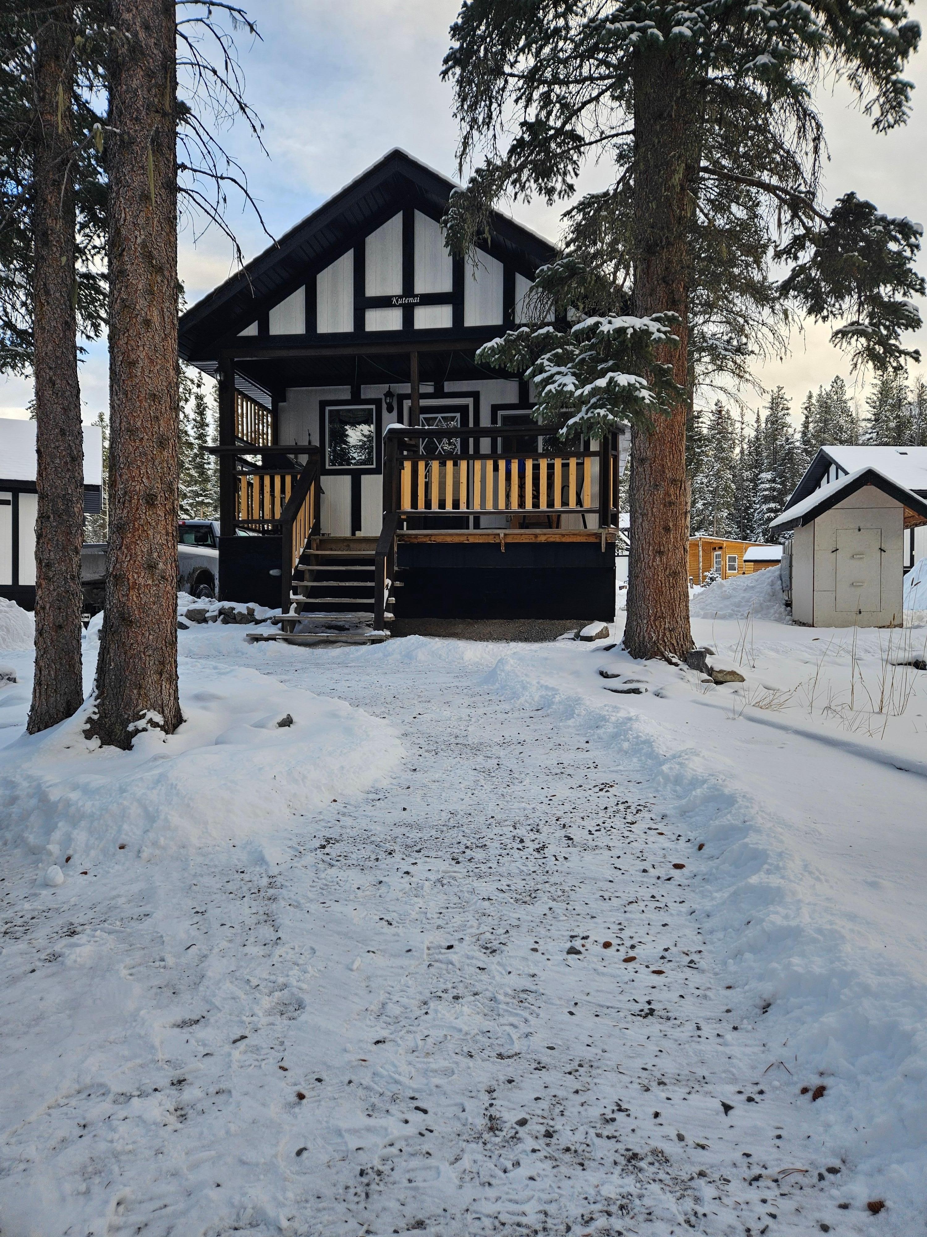 The cabins face the woods giving it a secluded feeling. 