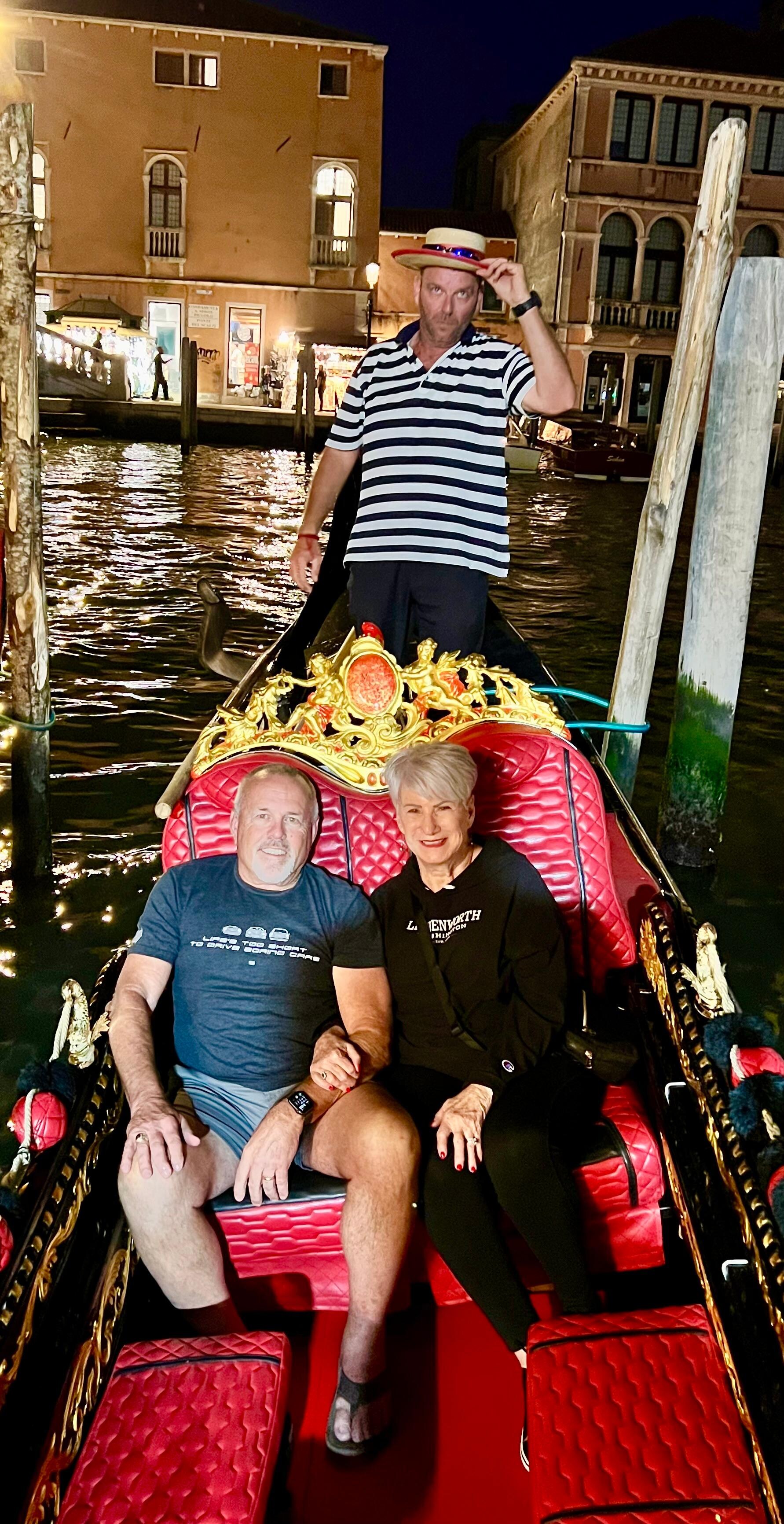 Gondola boat right out front of hotel