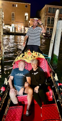 Gondola boat right out front of hotel