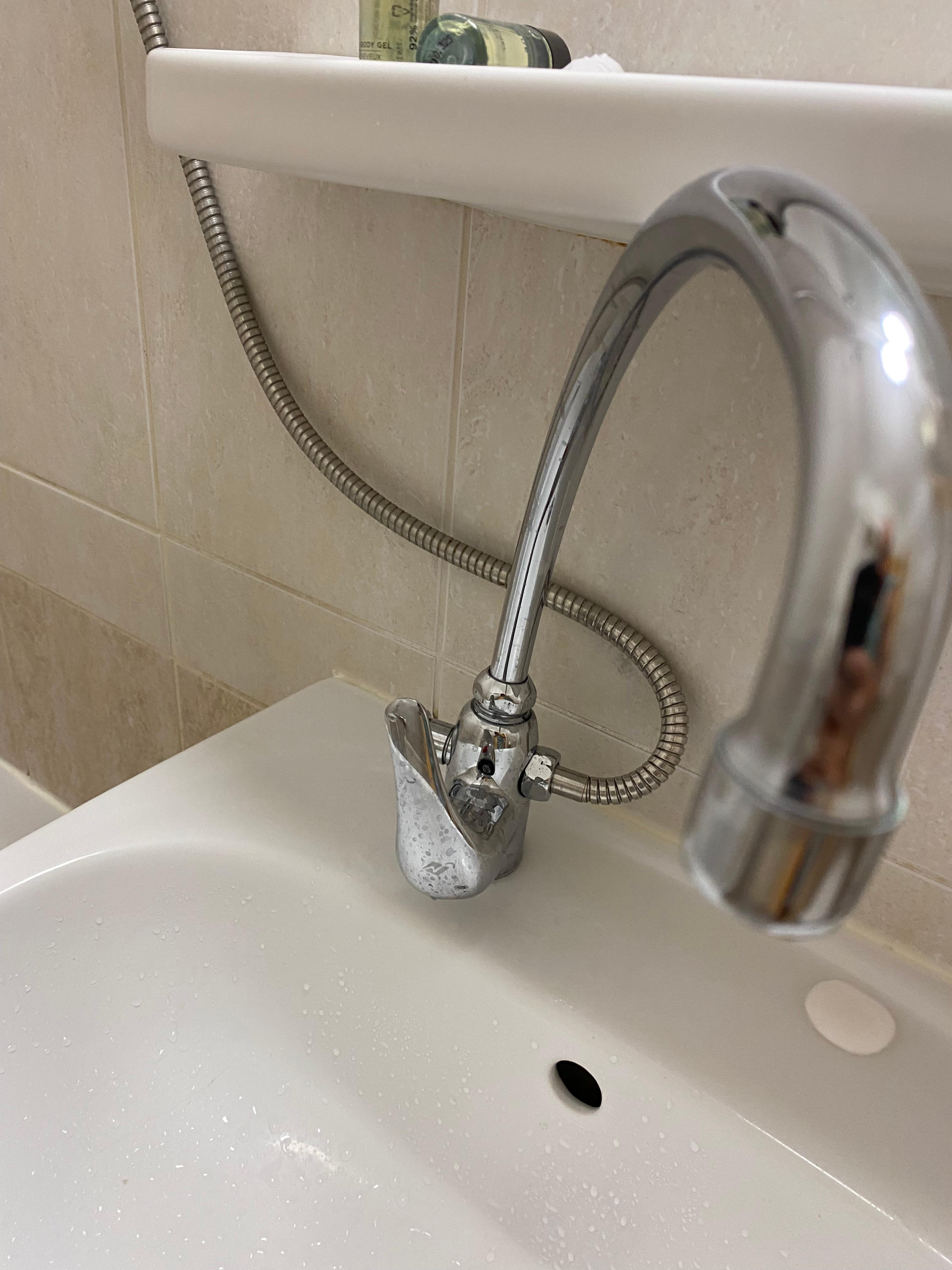 Sink and shower at the same time, you’d need to control your shower by reaching out from the shower to the sink faucet which ends up making a mess and flooding the whole bathroom