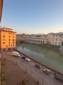 Looking left from our apartment window… the Ponte Vecchio just moments away!