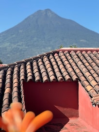 Volcán del agua from the hotel rooftop