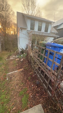 Access to place is down the steps and on the back patio.
