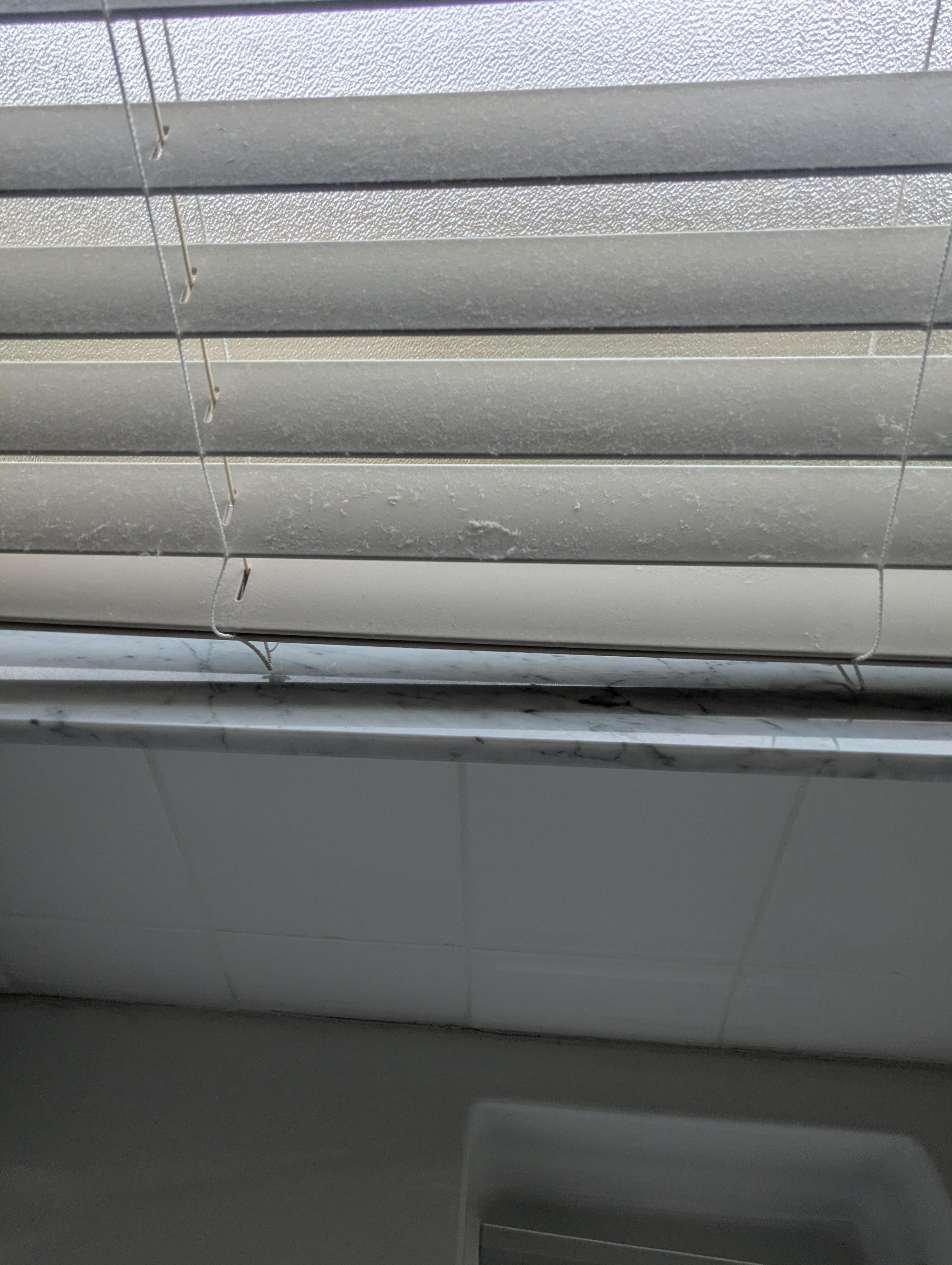 Blinds covered in dust