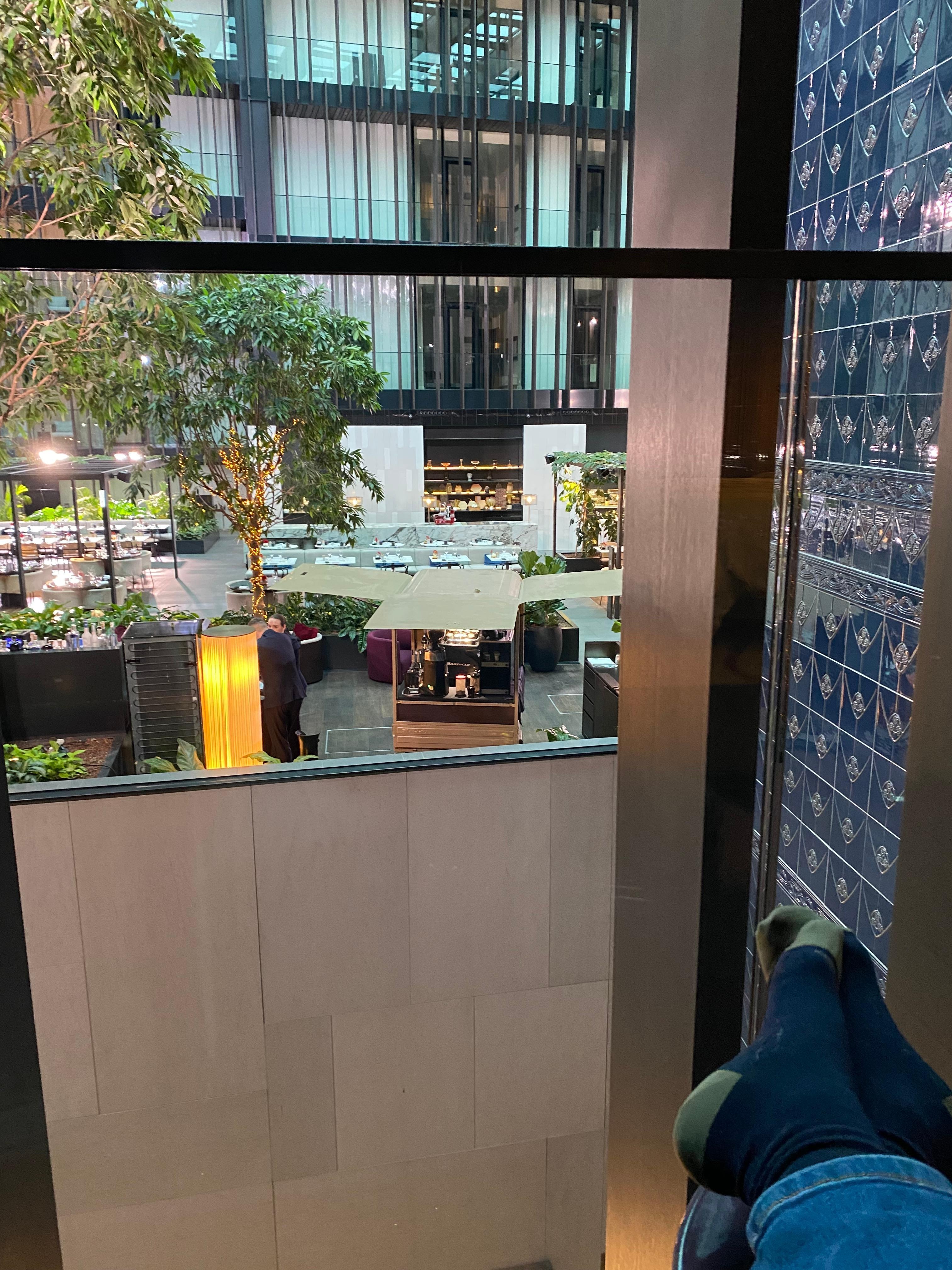 View from my balcony, overlooking the restaurant.