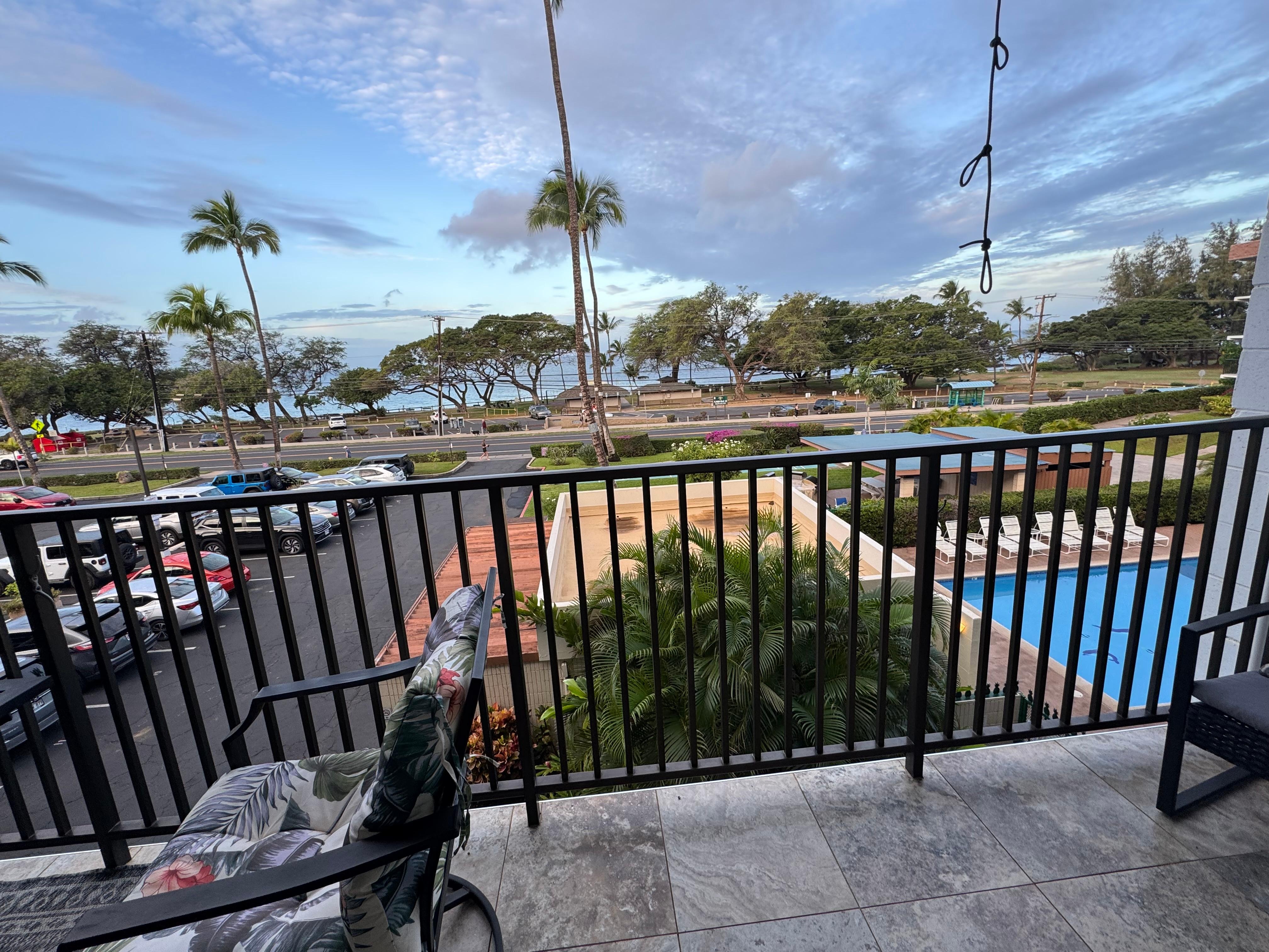 View of the pool and Kam III beach across the street 