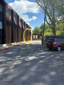 Stairway entry is the last stairs in the building and up two flights. Second door on the right