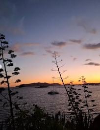 The view out the front doors of the hotel