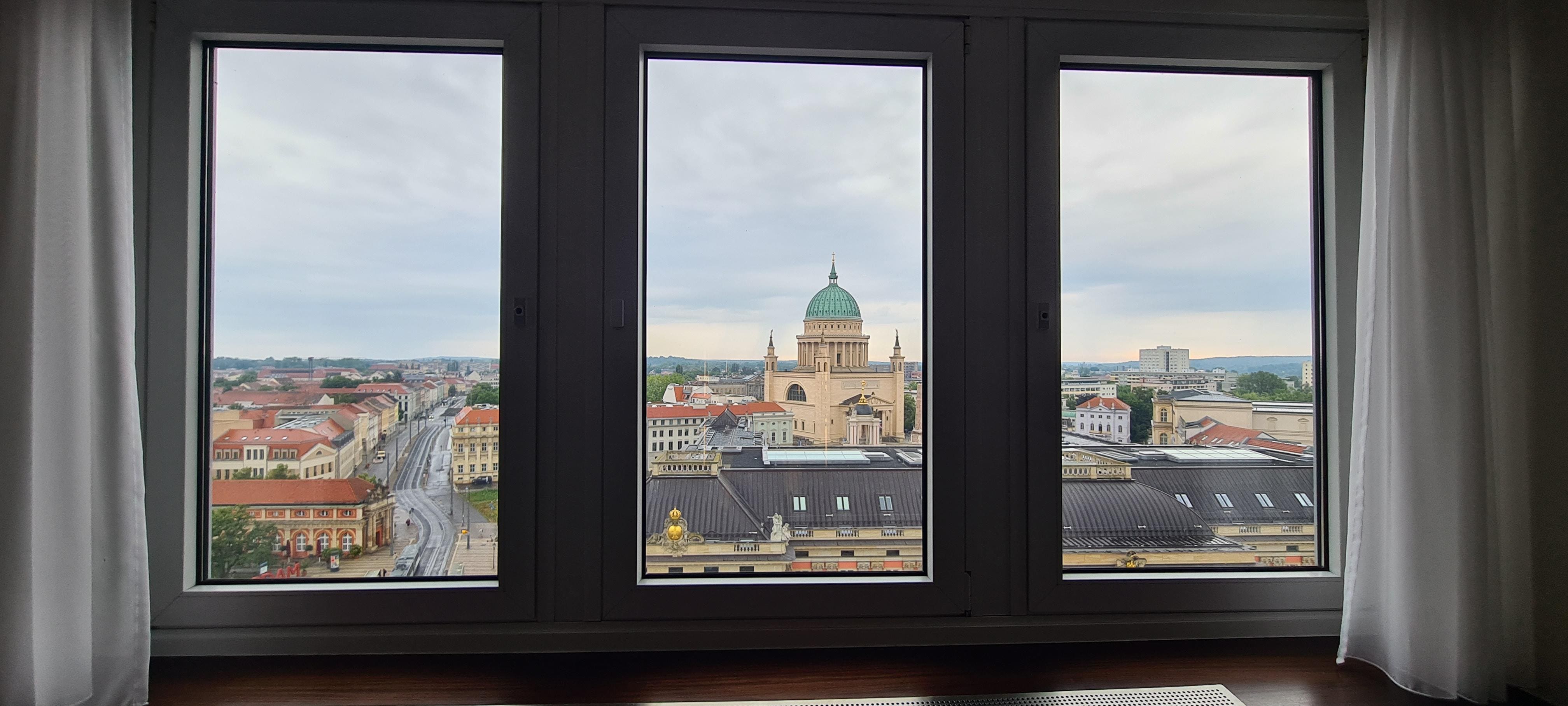 view from hallway in front of elevator