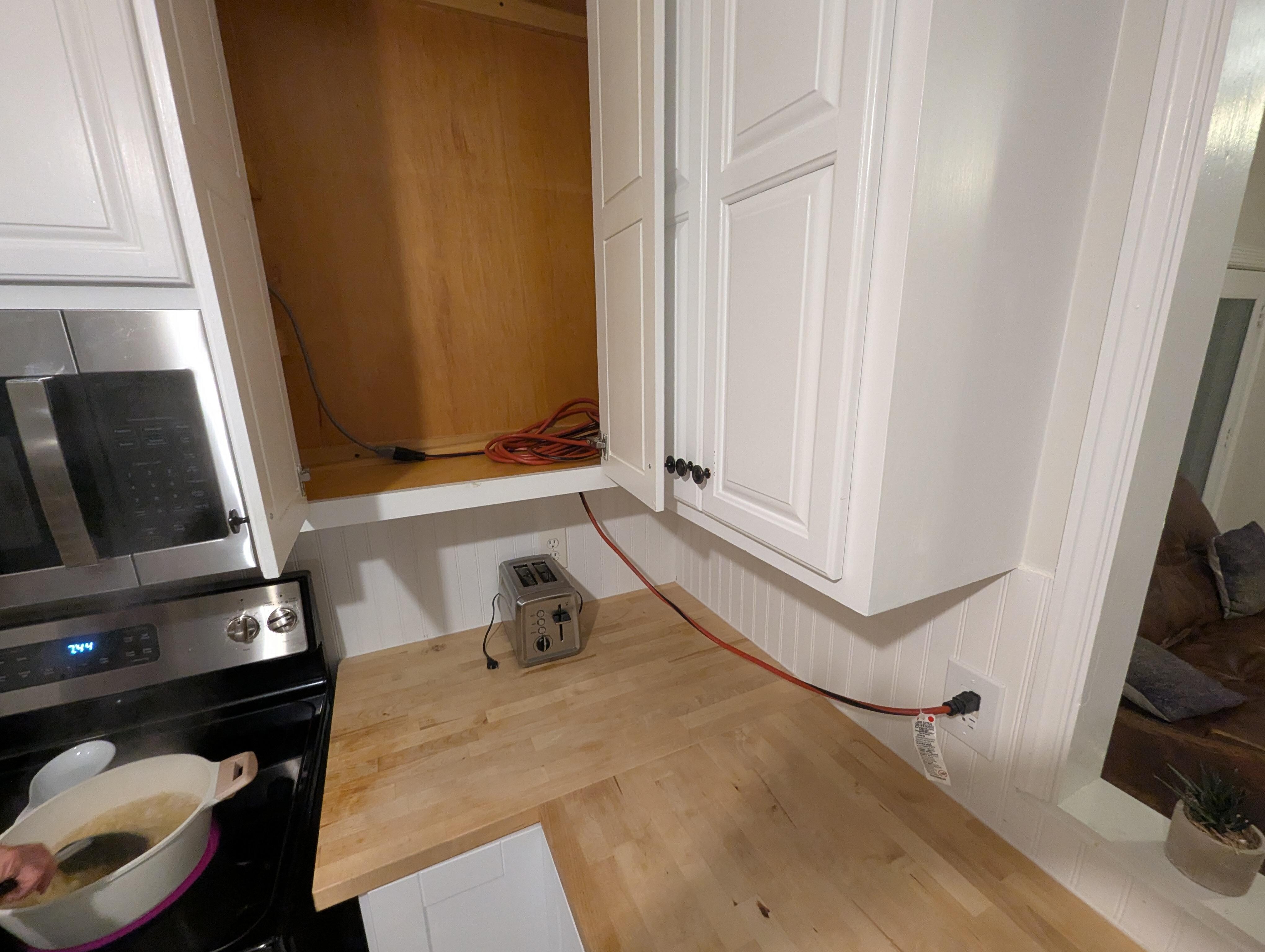 Very Handy way to get power to the microwave