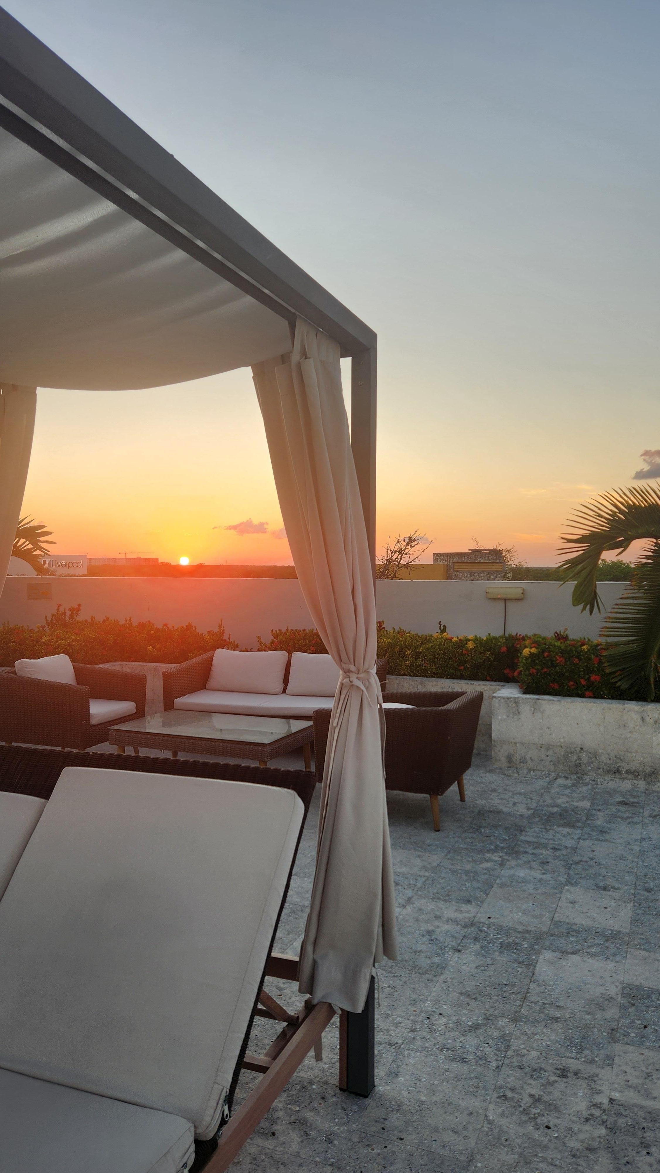 Sunset from the rooftop pool area. 