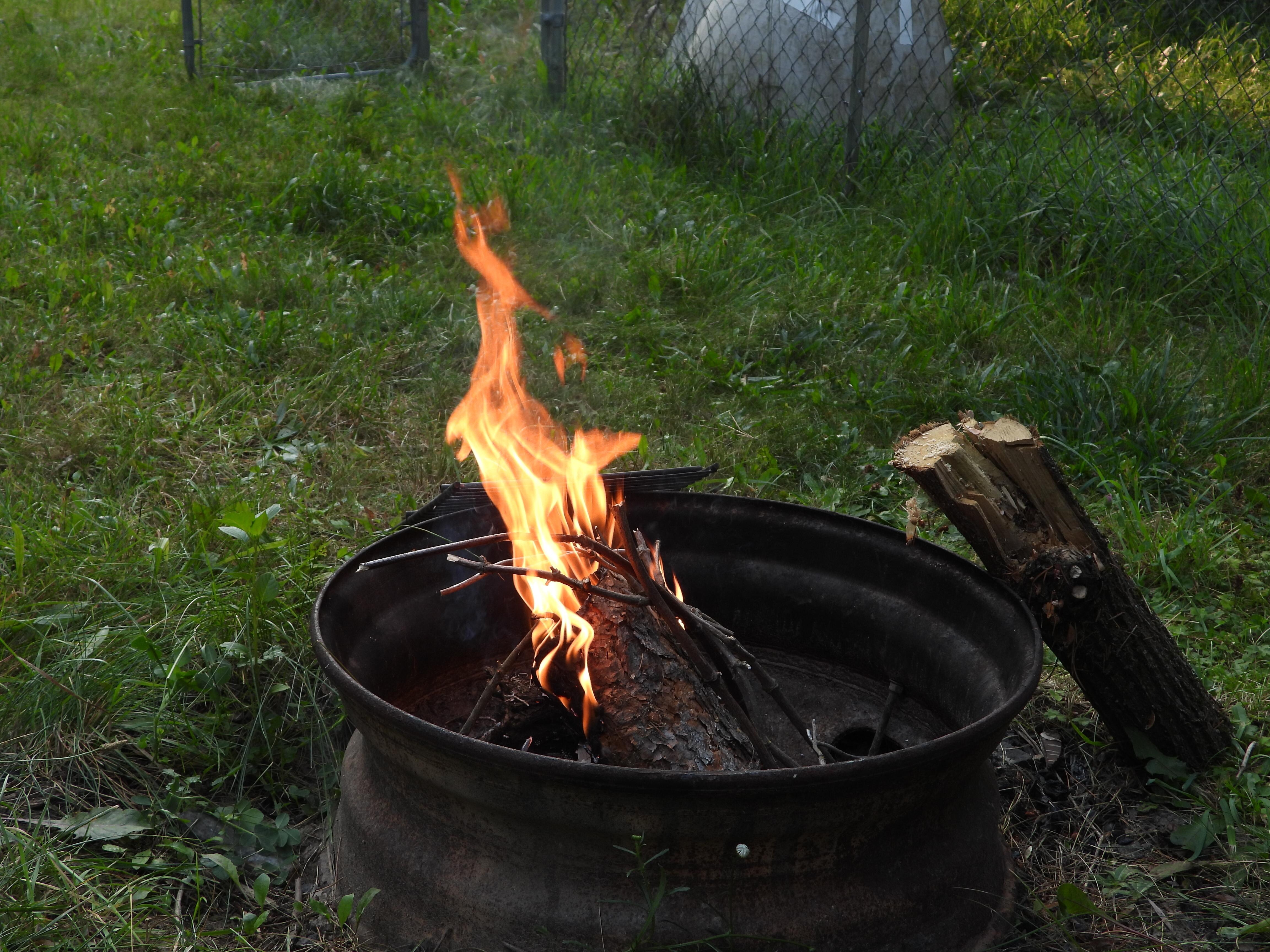 First early AM campfire out front.