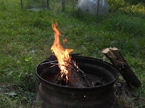 First early AM campfire out front.