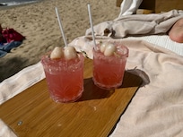 Pink Lady Drinks amazing at Loose Canon near English Harbor.