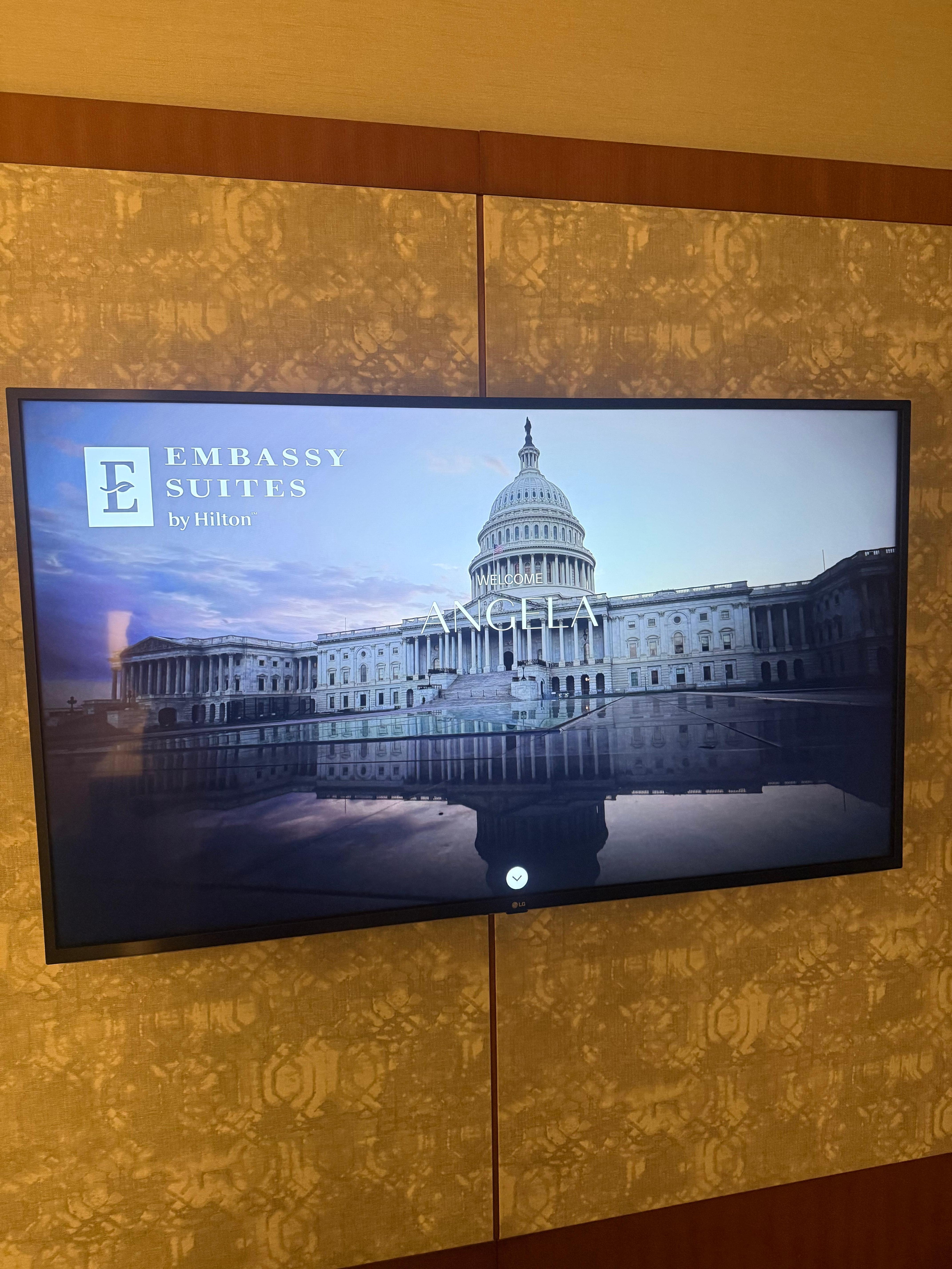 Welcome message on the tv when we walked in the room :)