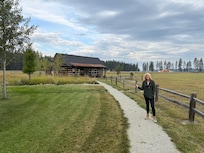 Outside the cabin.
