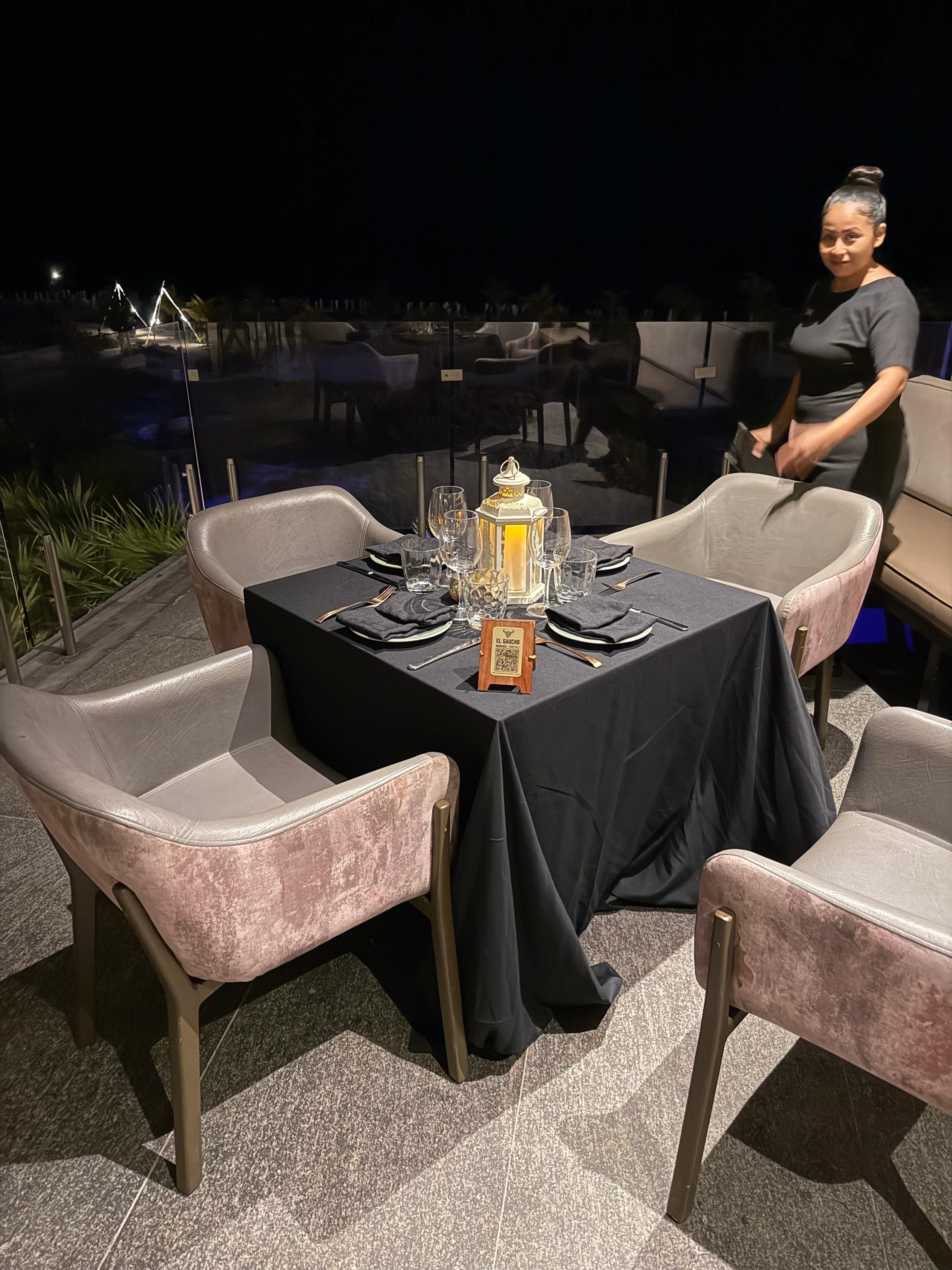 Private dinning on the terrace of a restaurant 