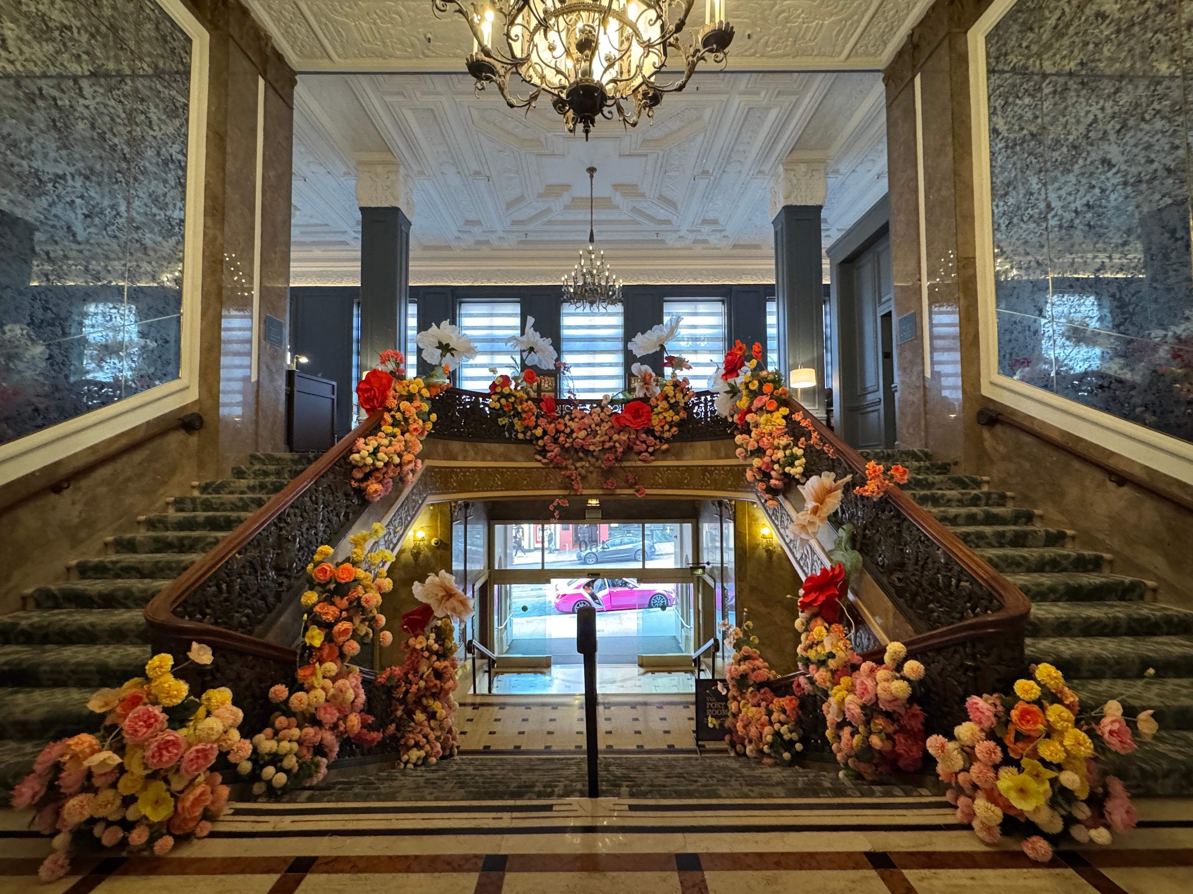 Floral decor in the lobby entrance. 
