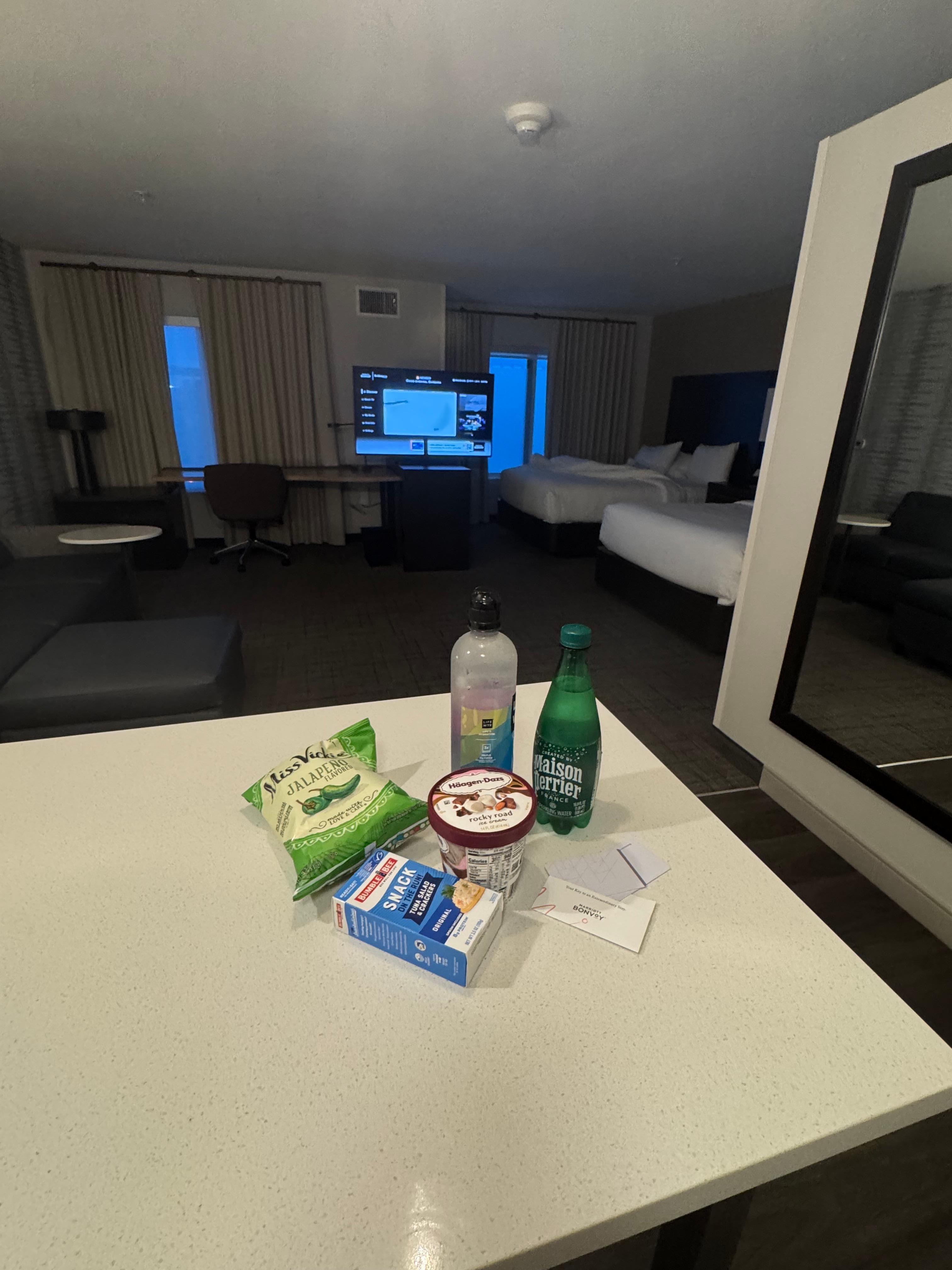 Queen Studio with downstairs snacks 