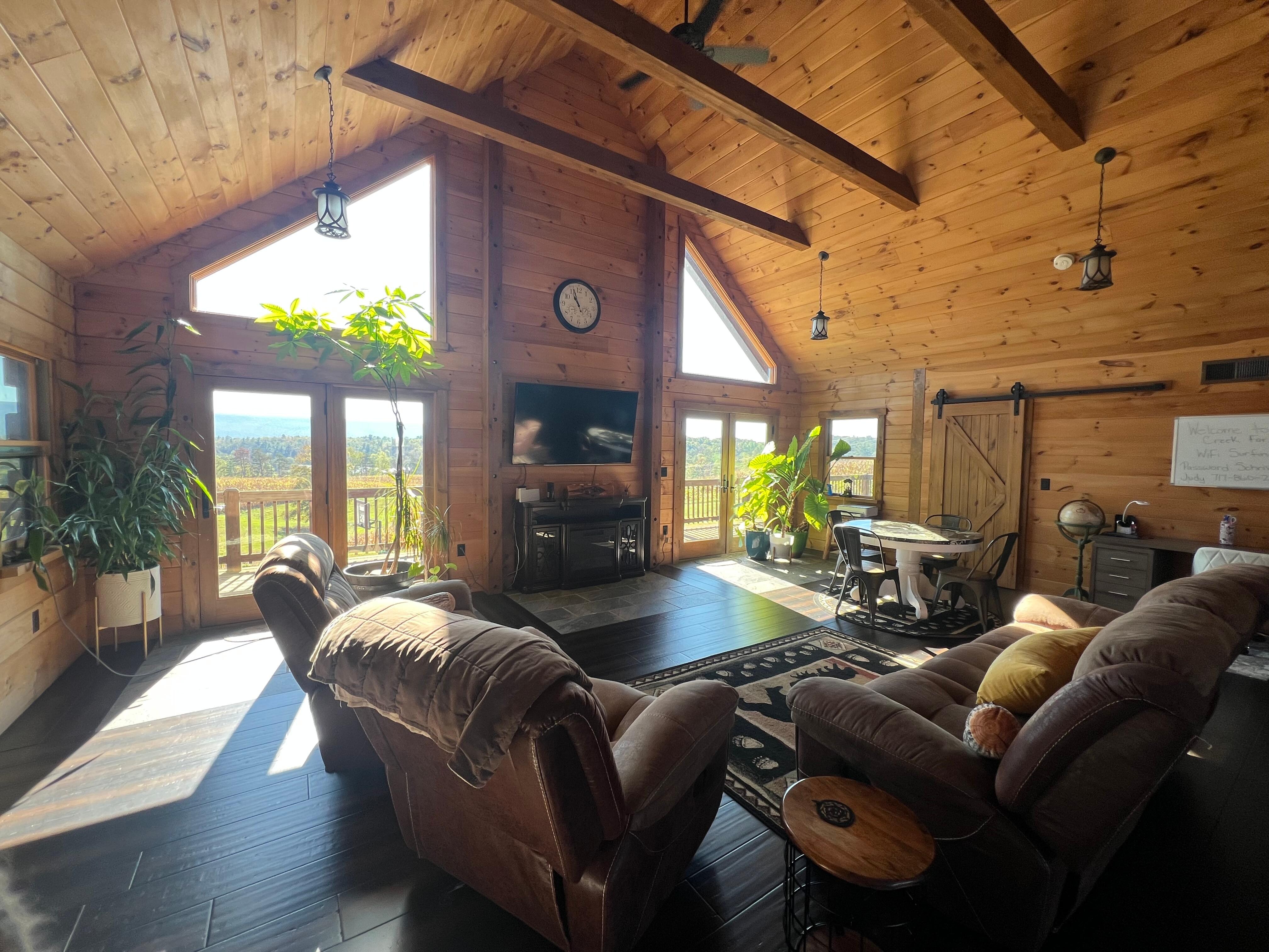 Living room with big windows and natural lighting
