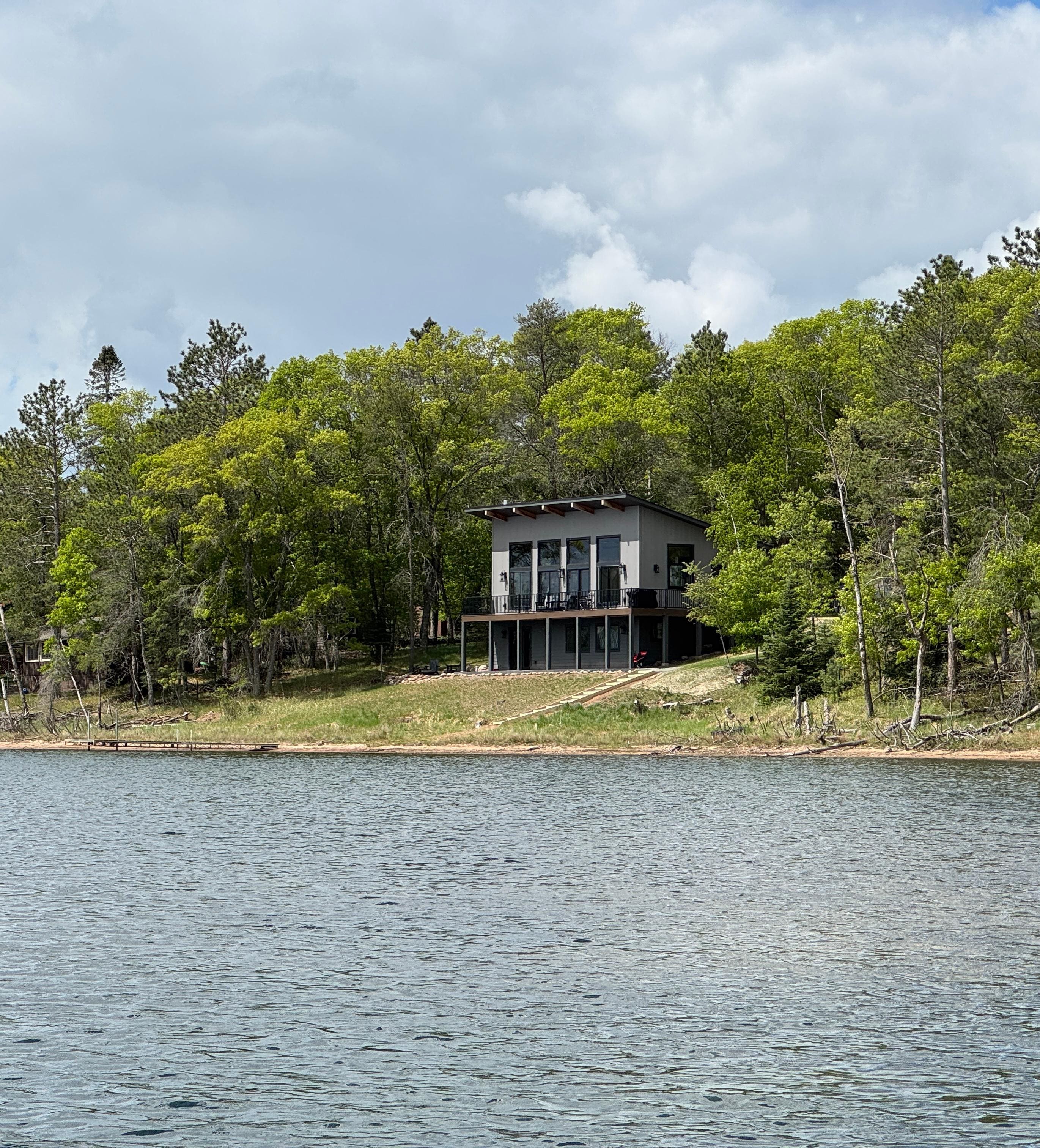The cabin from the lake. 