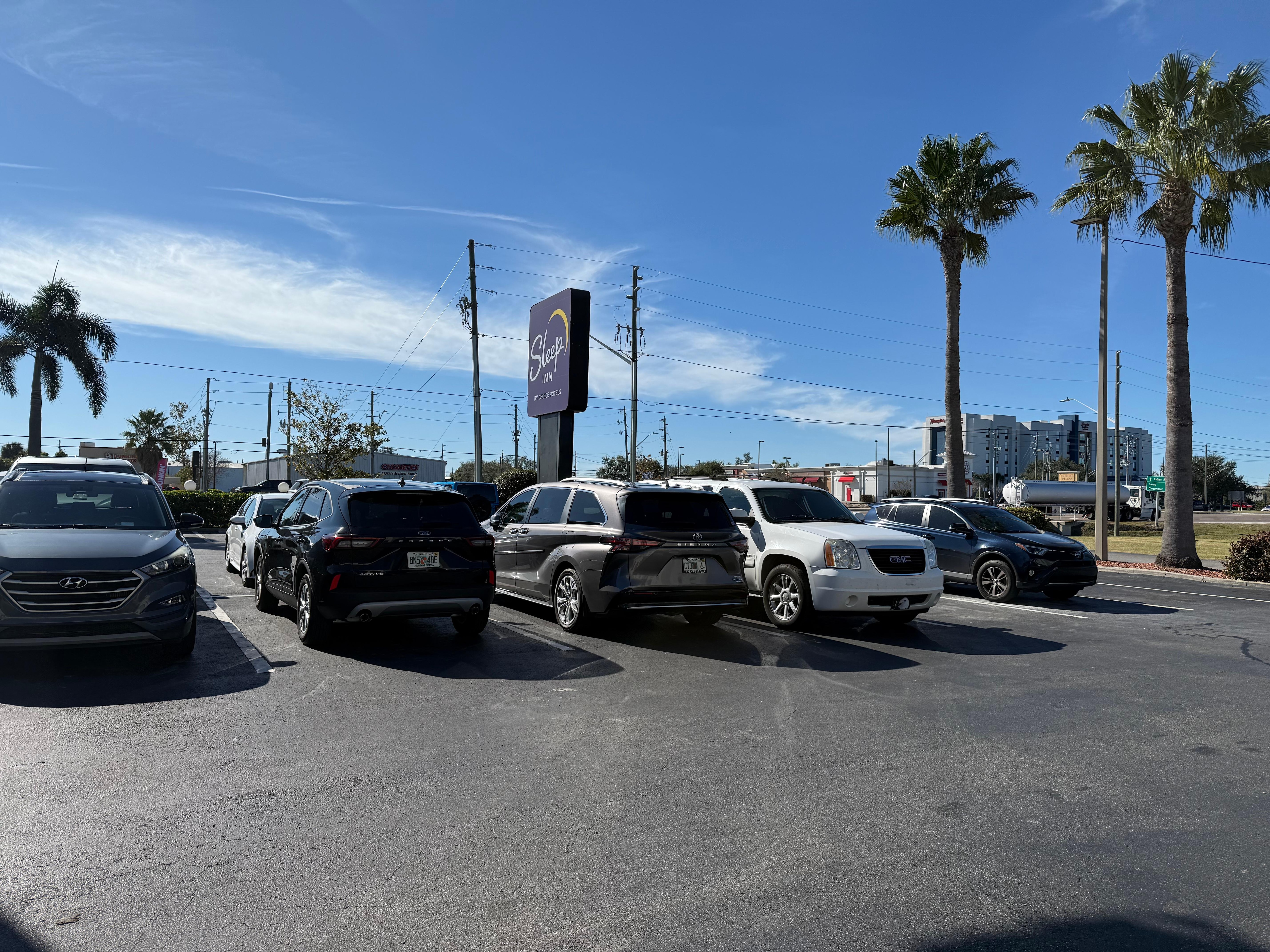 The front parking lot. 