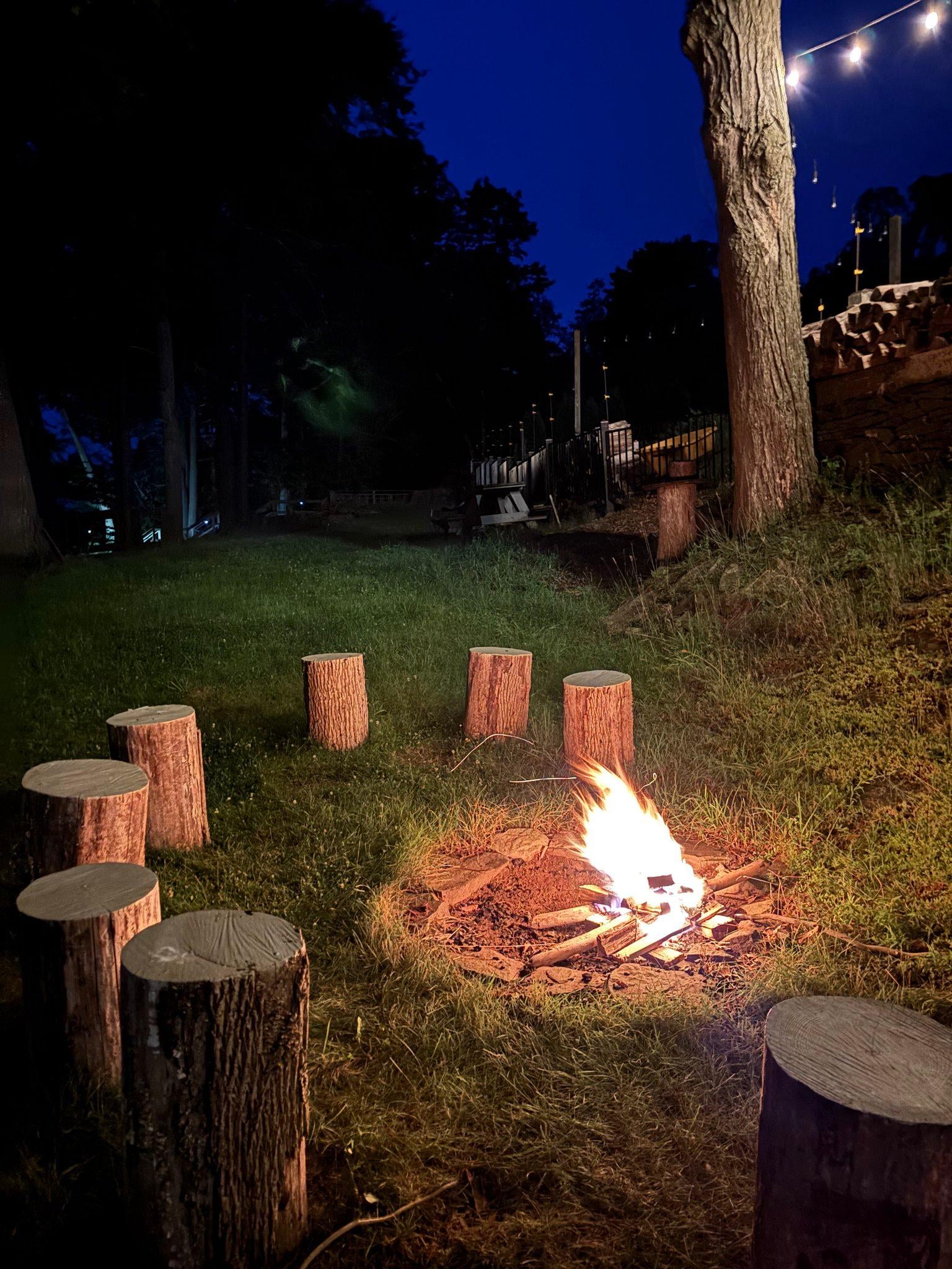 Fire pit for smores with seating for all!
