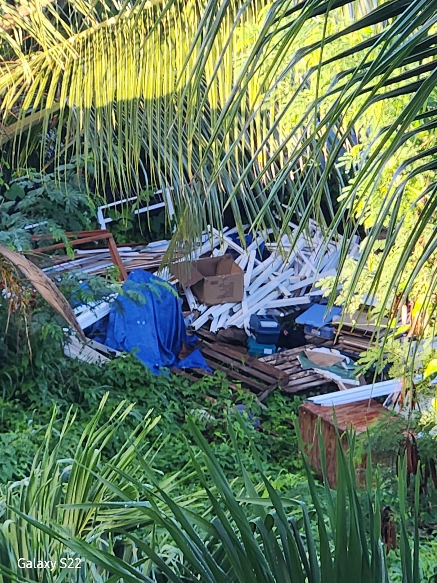 Debris on property by entrance to room