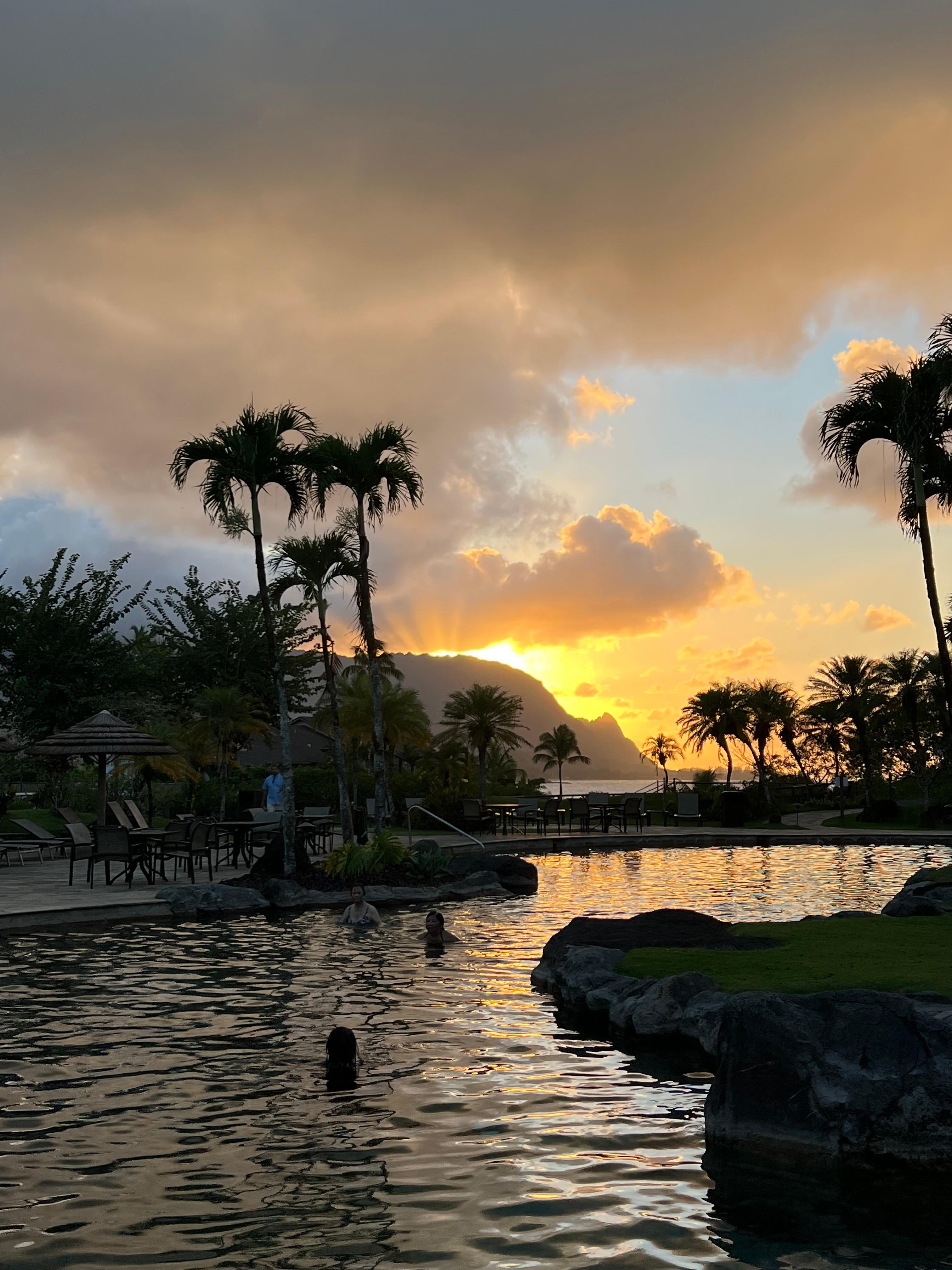 Sunset from the resort pool