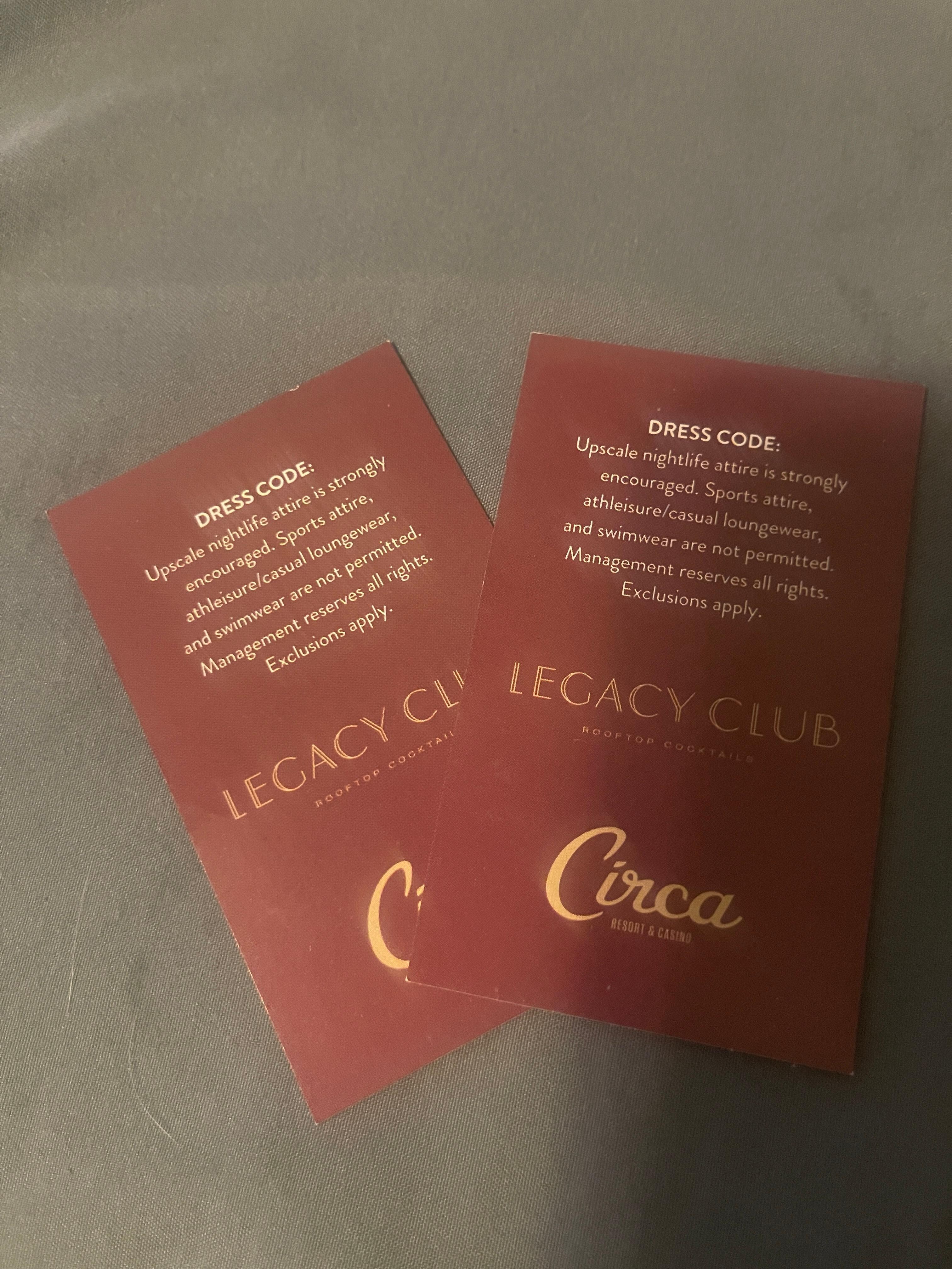 They give free drinks and free entrance to the Circa Stadium Pool and free parking. 