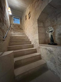 Staircase near breakfast area
