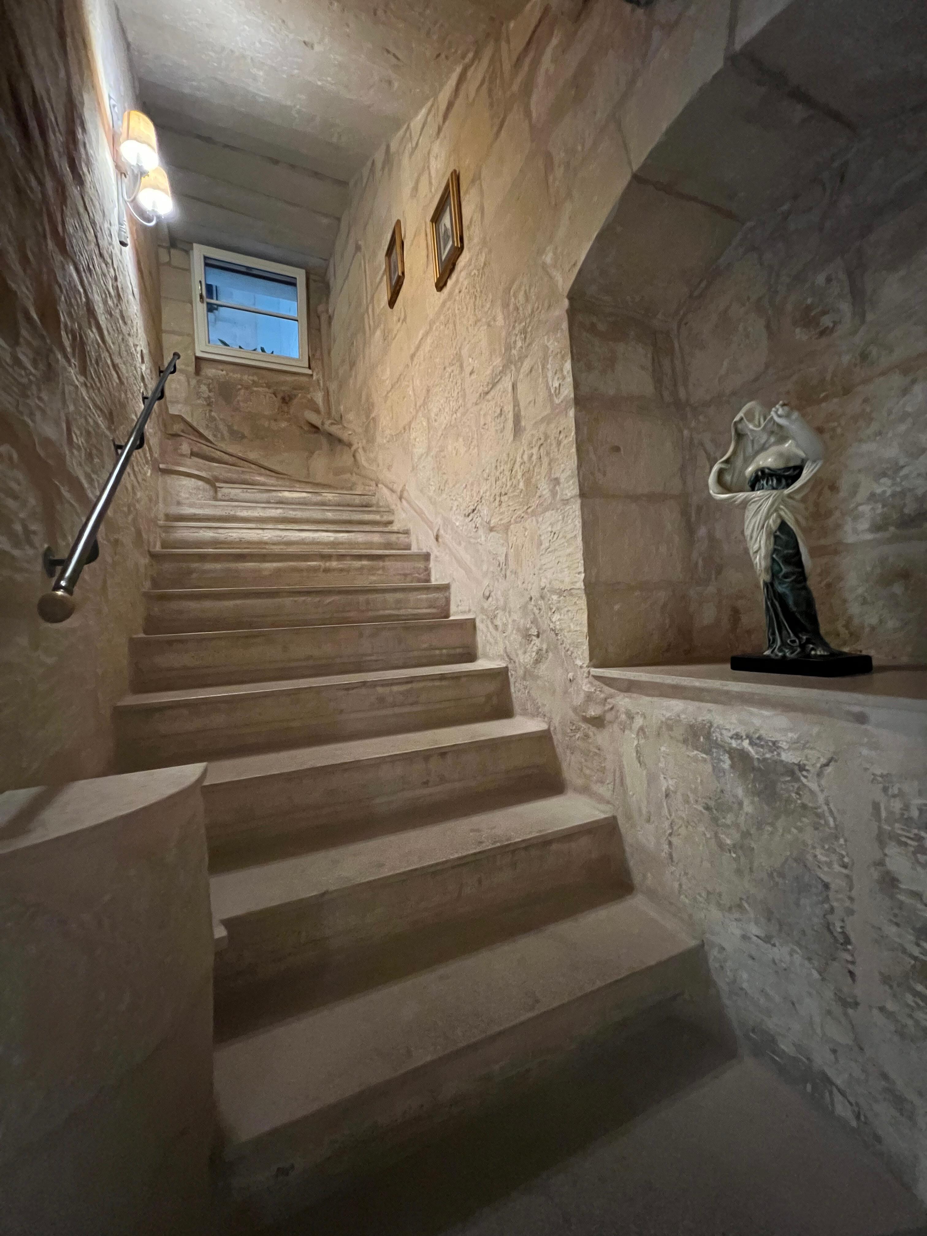 Staircase near breakfast area
