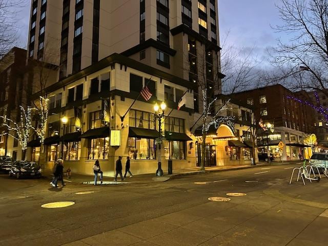 Paramount Hotel at night 