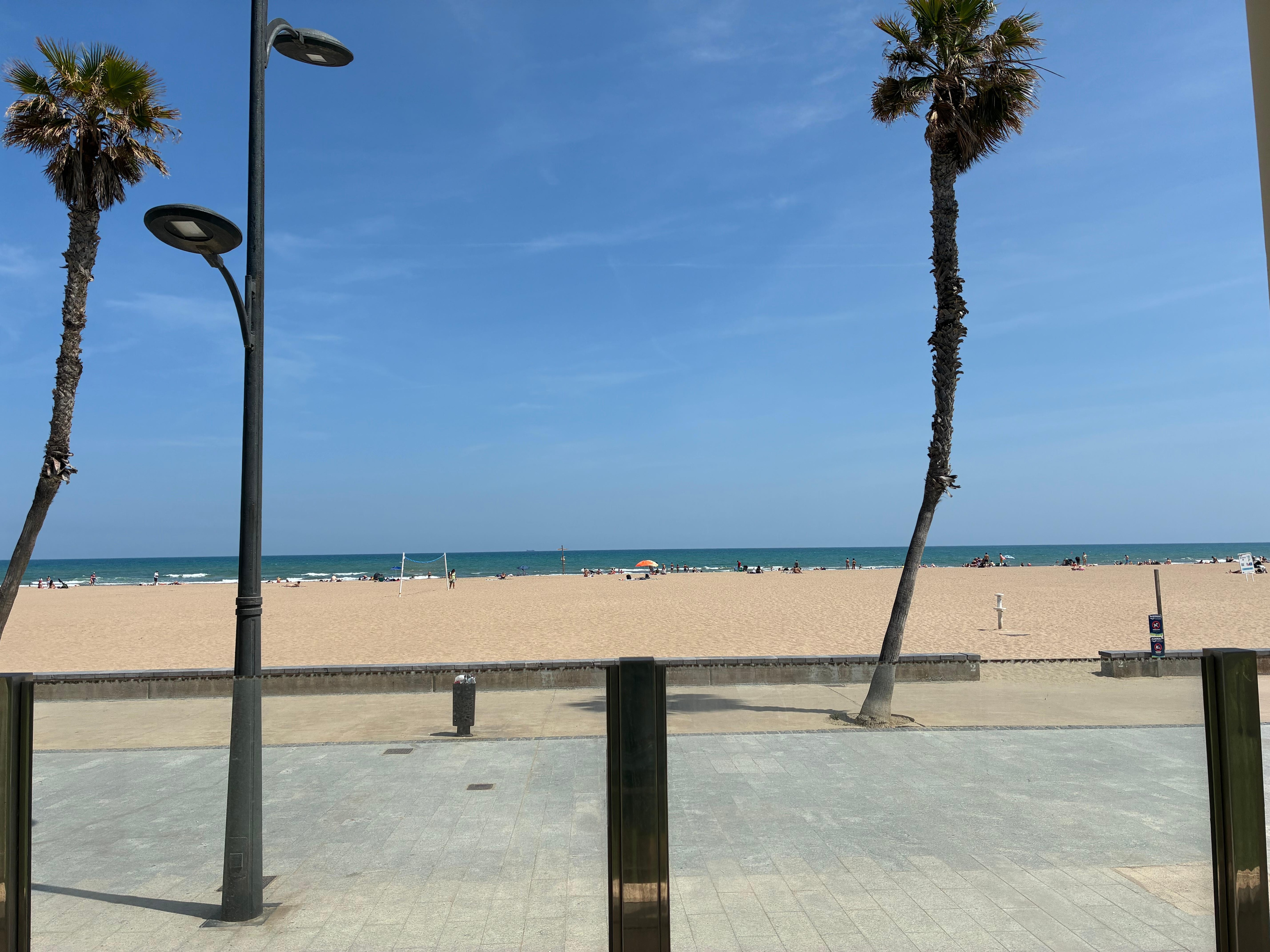 Beach view from apartment block