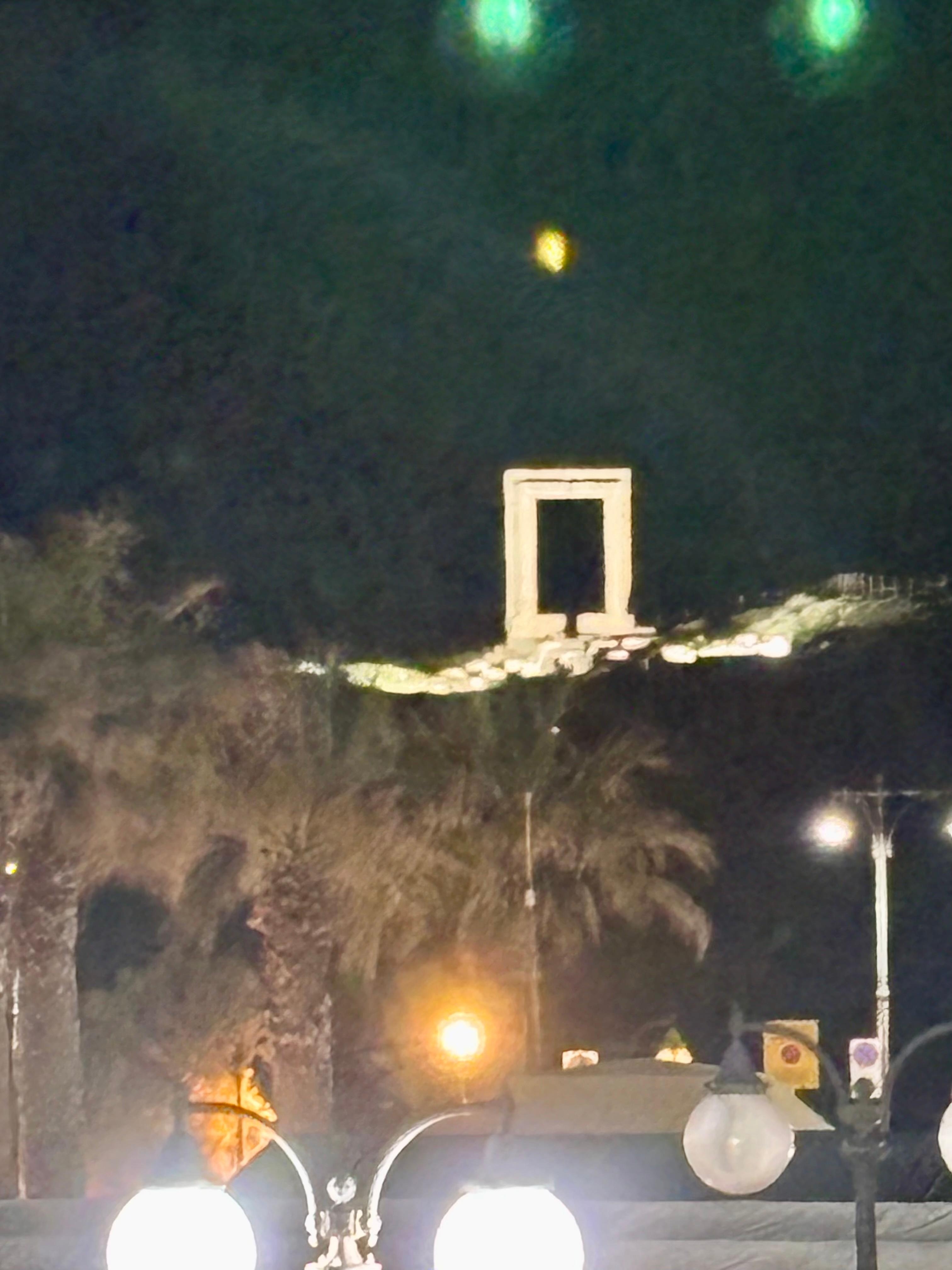 View of Temple of Apollo at night from balcony 