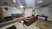 Garage recroom with ping pong table