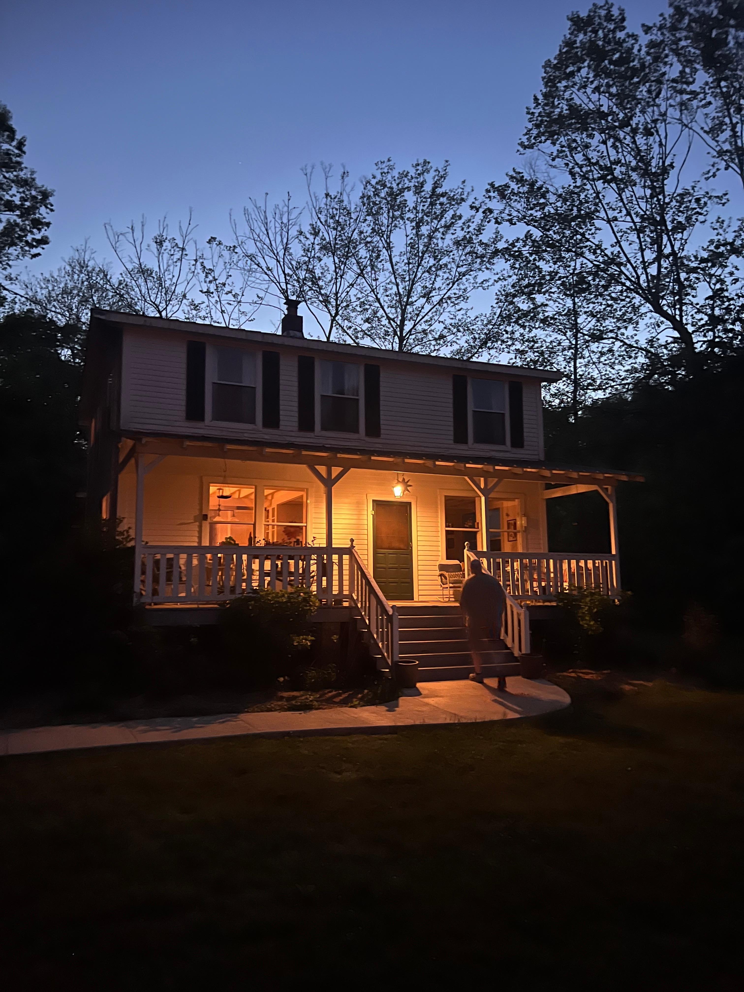 How beautiful the house looked at night. 