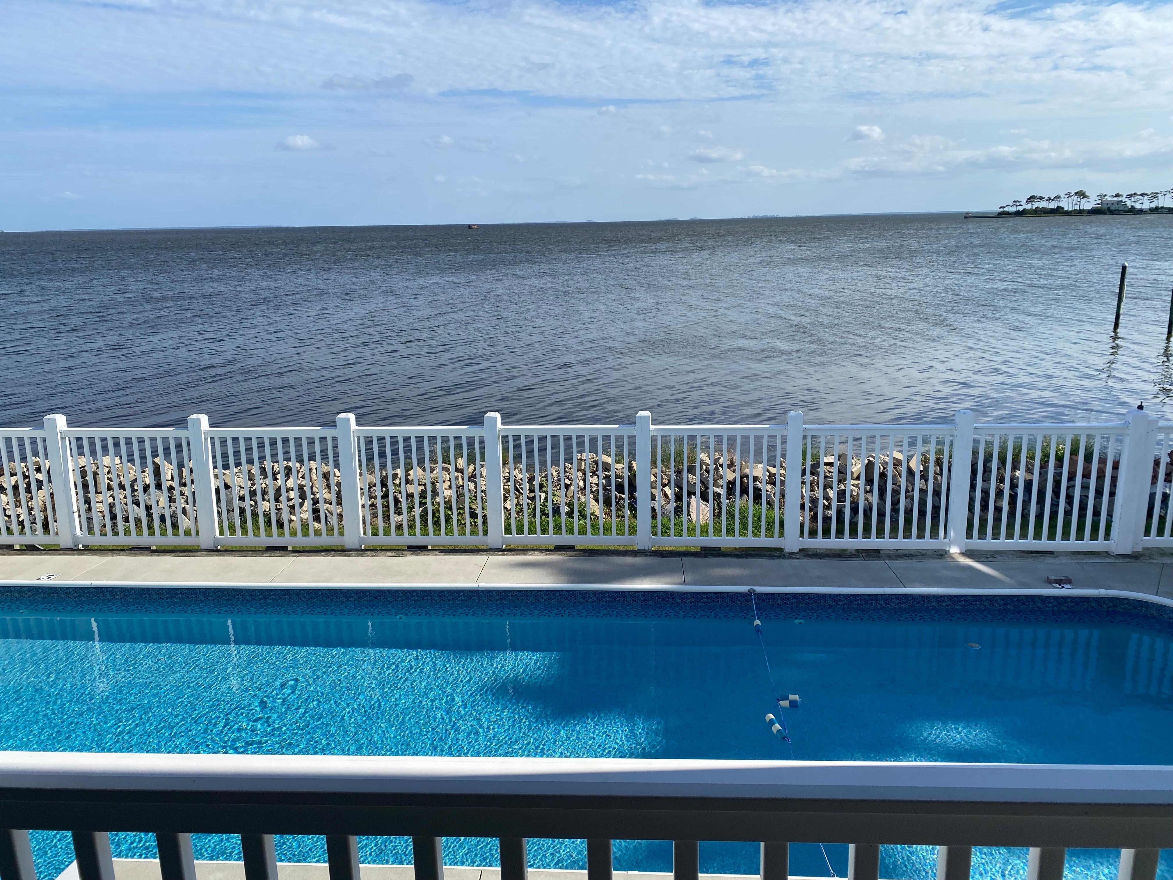 View of pool and Currituck Sound from the deck.