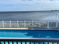 View of pool and Currituck Sound from the deck.