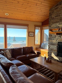 Living room with fireplace.