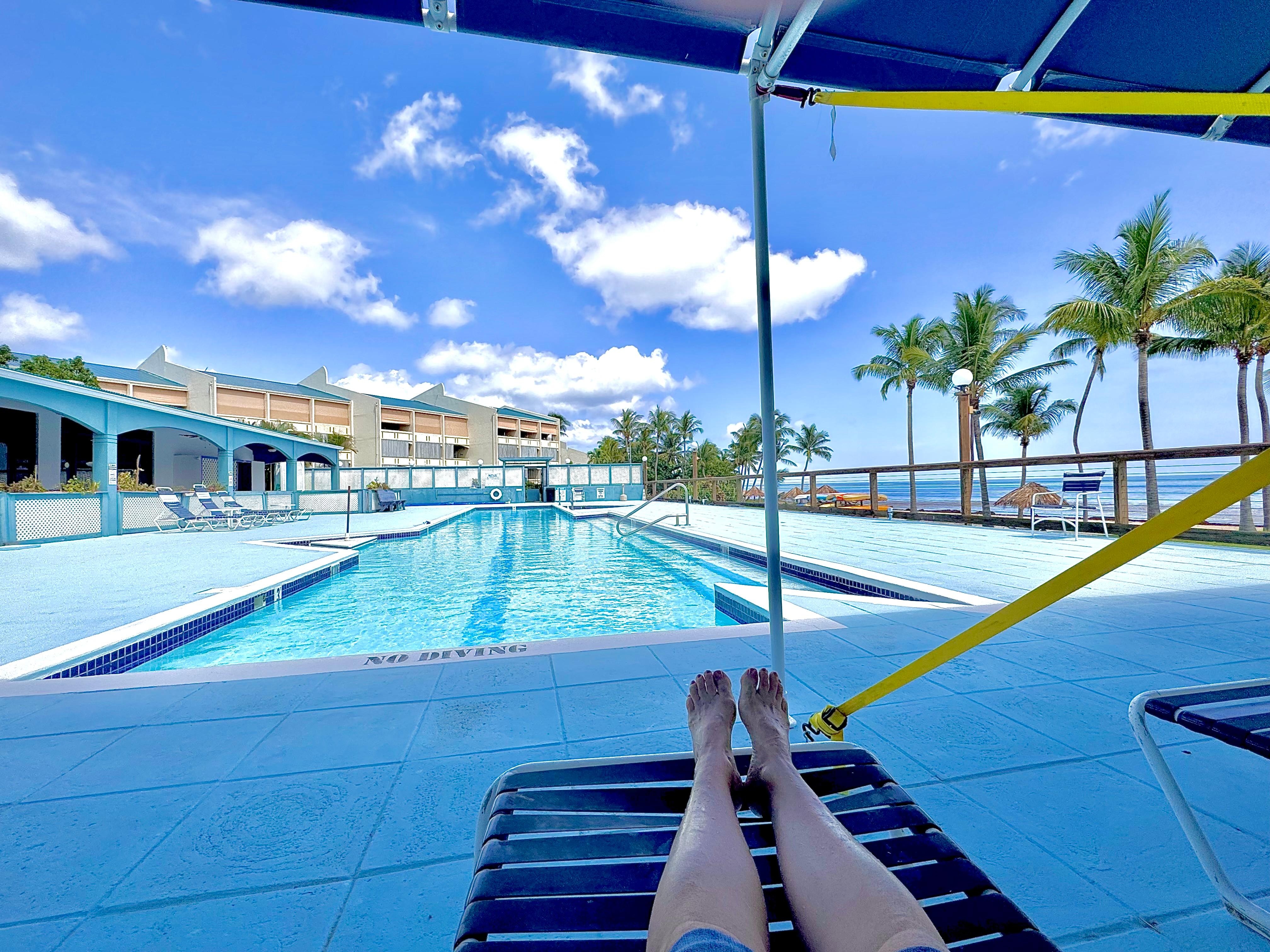 Lounging by the pool. 