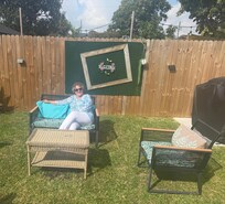 Backyard seating area.