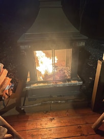 Perfect fire pit to hang out next to when it is cold out.